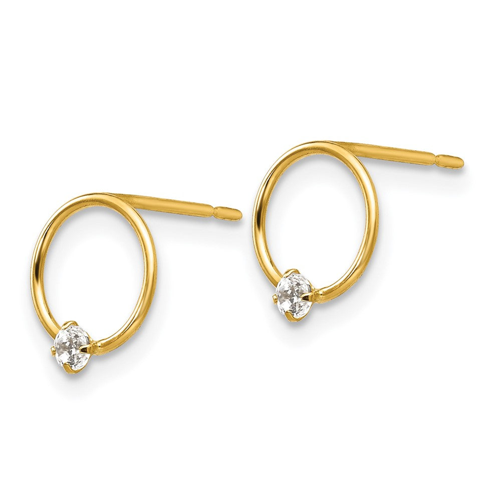 Gold Madi K CZ Children's Circle Post Earrings - Model GK676 - Charlie & Co. Jewelry
