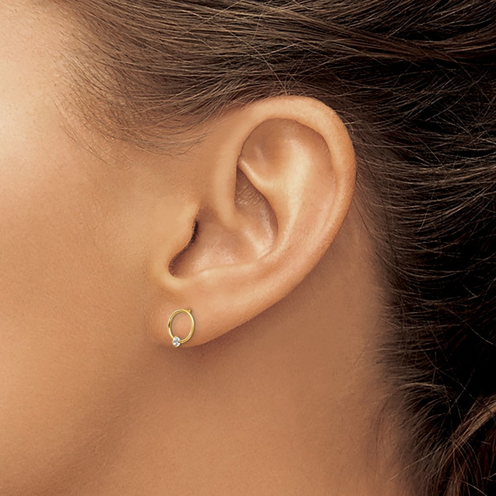 Gold Madi K CZ Children's Circle Post Earrings - Model GK676 - Charlie & Co. Jewelry
