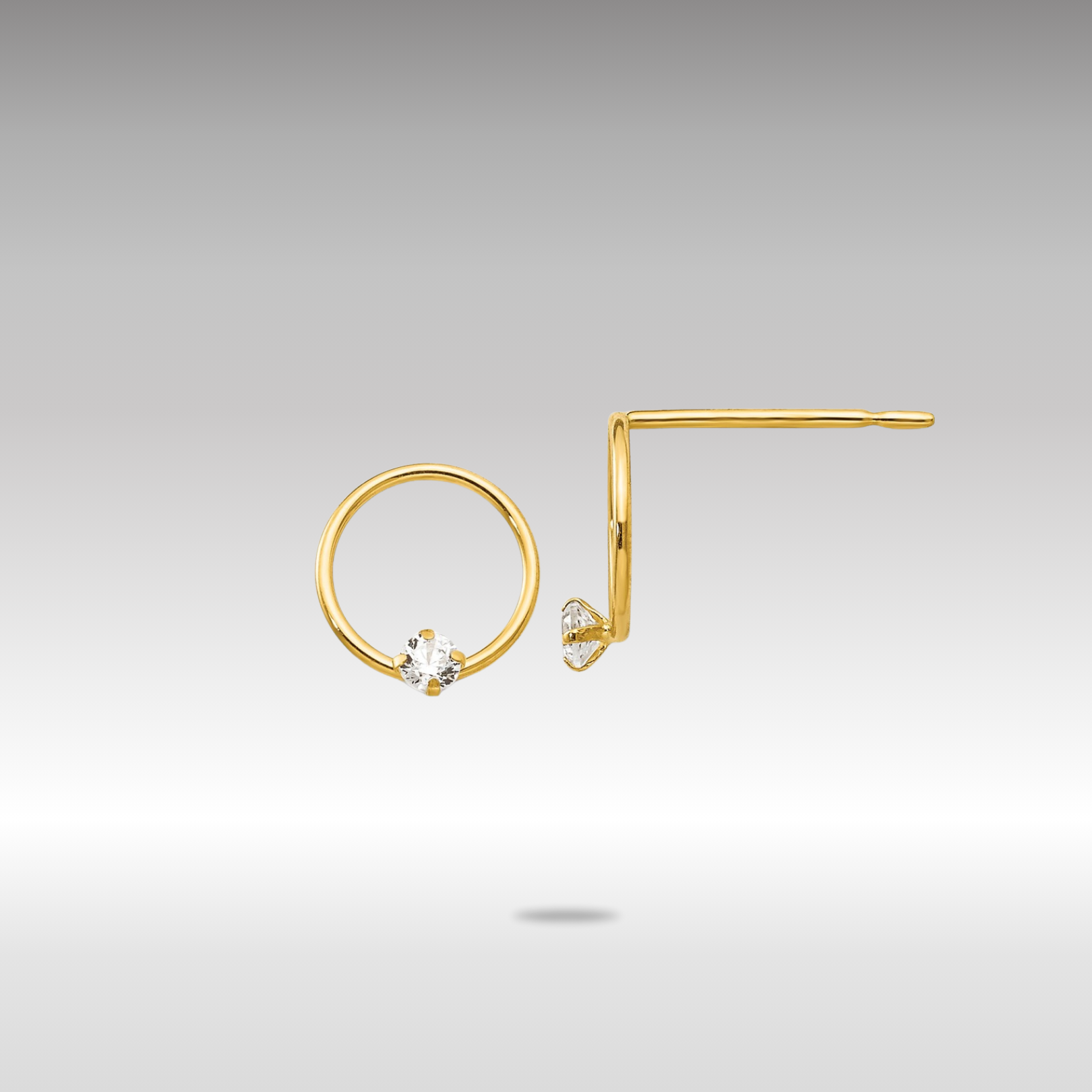 Gold Madi K CZ Children's Circle Post Earrings - Model GK676 - Charlie & Co. Jewelry