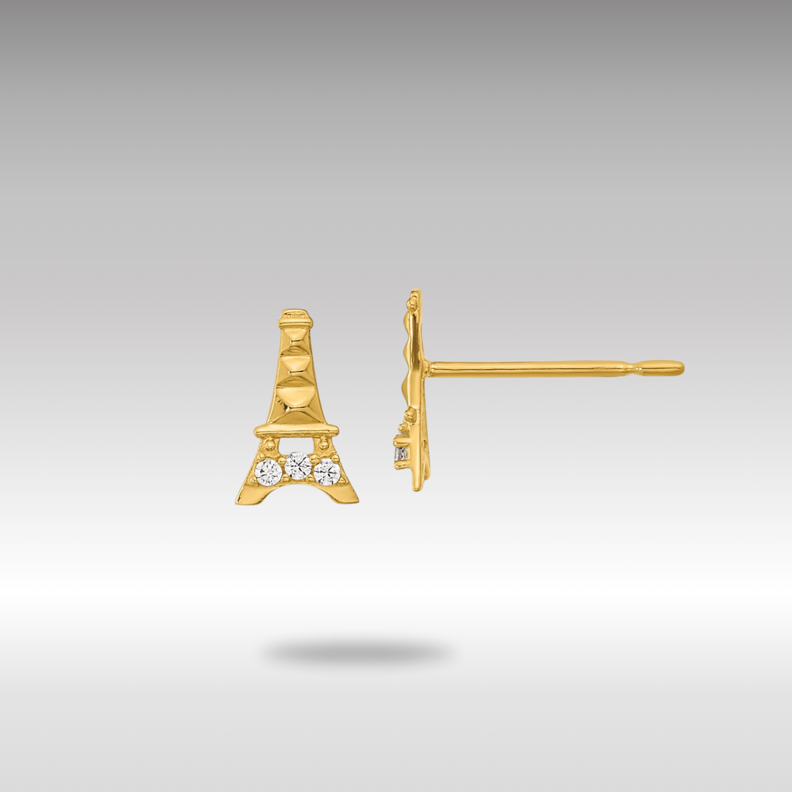 Gold Madi K Kids CZ Eiffel Tower Post Earrings - Model GK909 - Charlie & Co. Jewelry