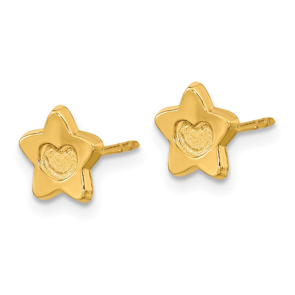 Gold Madi K Satin and Polished Heart in Star Post Earrings - Model GK918 - Charlie & Co. Jewelry