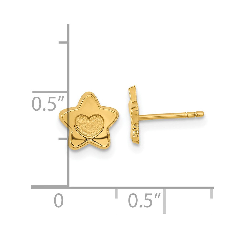 Gold Madi K Satin and Polished Heart in Star Post Earrings - Model GK918 - Charlie & Co. Jewelry