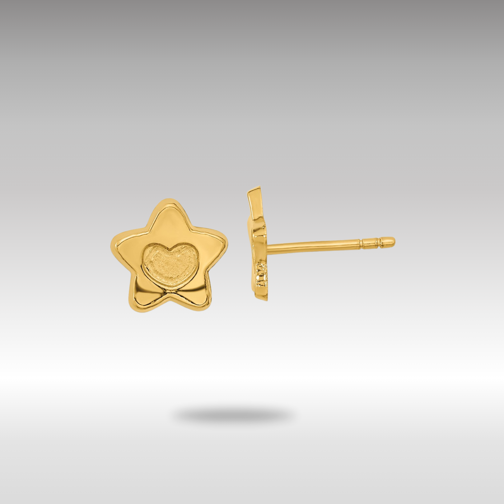 Gold Madi K Satin and Polished Heart in Star Post Earrings - Model GK918 - Charlie & Co. Jewelry