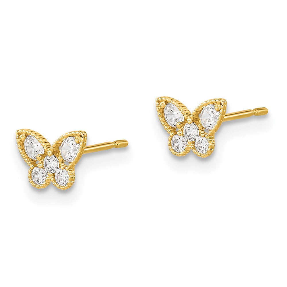Gold Madi K Kids CZ Butterfly Post Earrings - Model GK944 - Charlie & Co. Jewelry