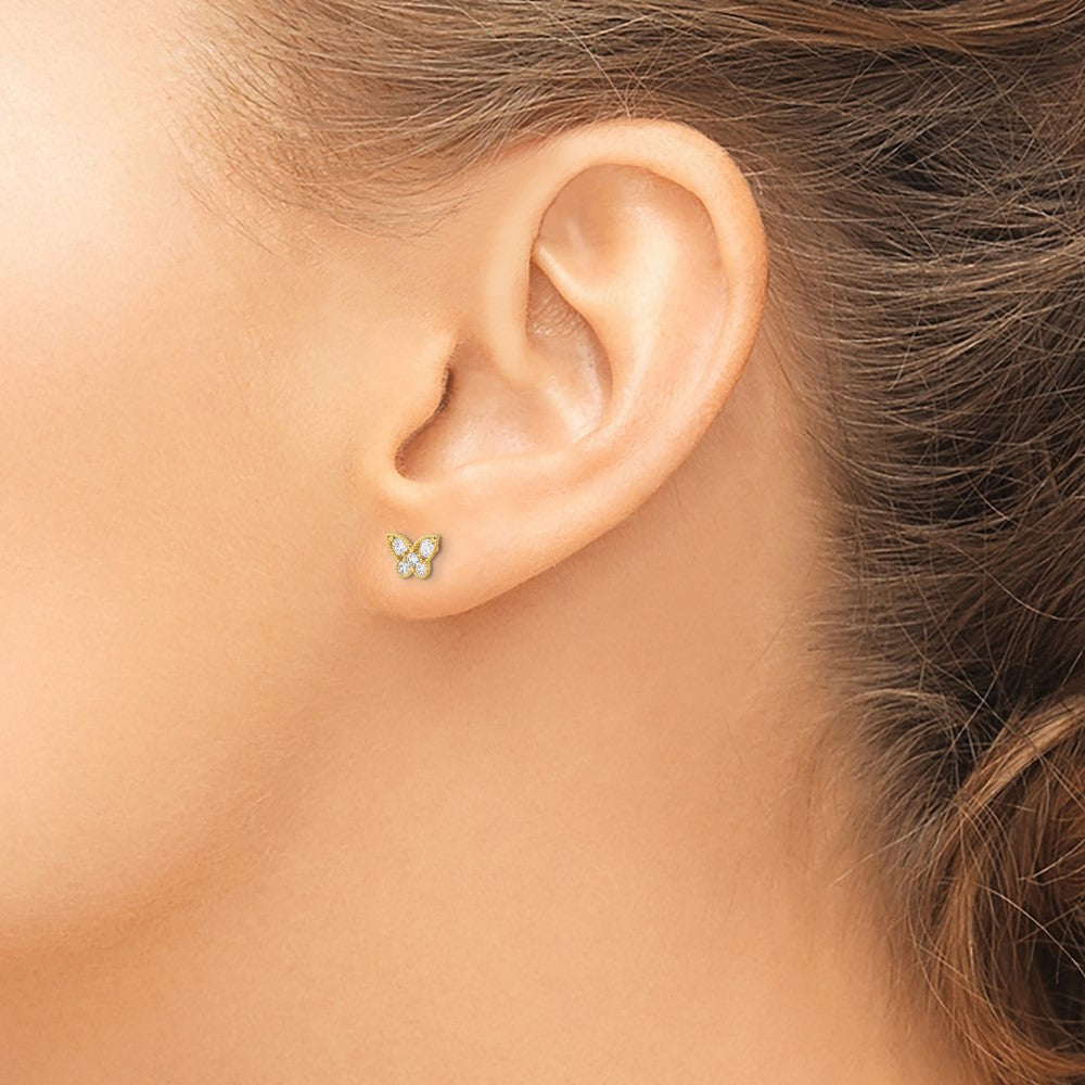 Gold Madi K Kids CZ Butterfly Post Earrings - Model GK944 - Charlie & Co. Jewelry