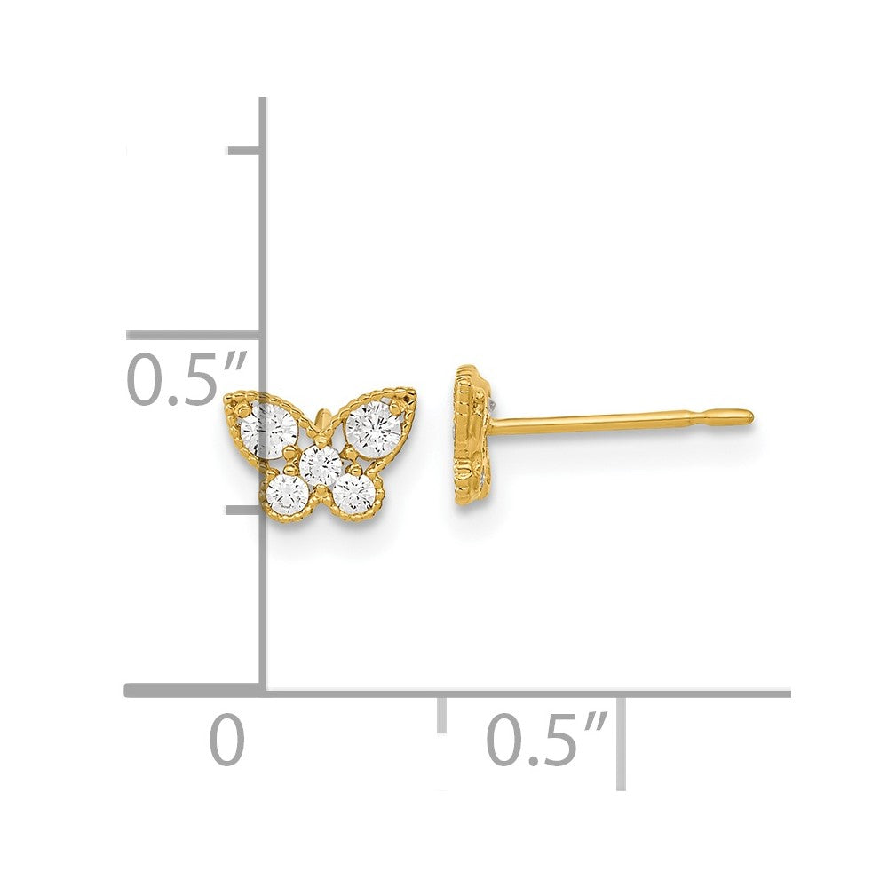 Gold Madi K Kids CZ Butterfly Post Earrings - Model GK944 - Charlie & Co. Jewelry
