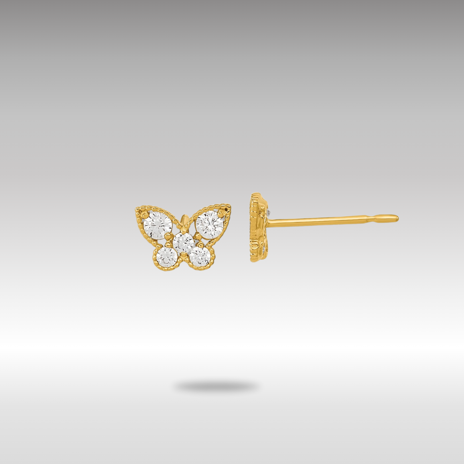 Gold Madi K Kids CZ Butterfly Post Earrings - Model GK944 - Charlie & Co. Jewelry