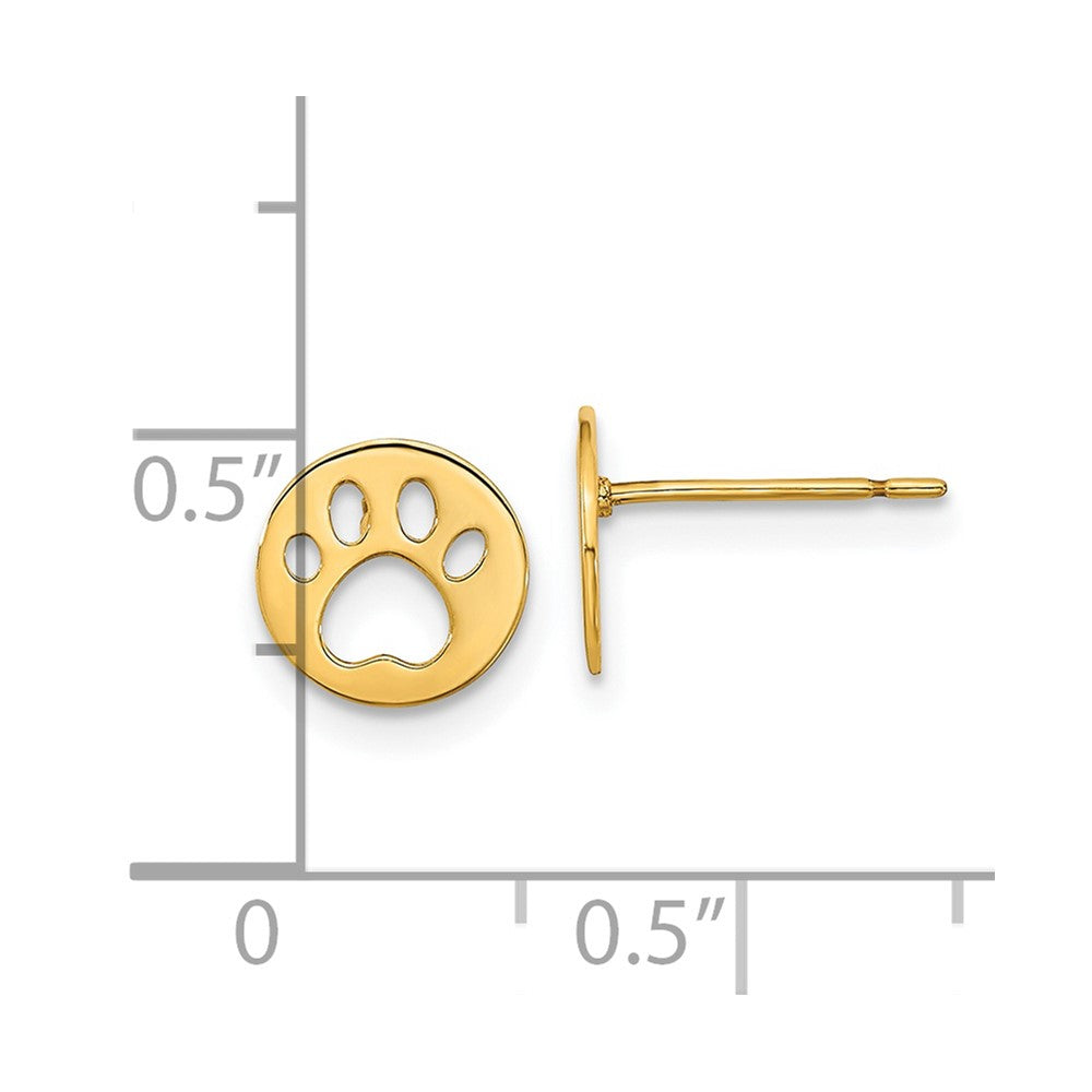 Gold Madi K Kids Pawprint Post Earrings - Model GK956 - Charlie & Co. Jewelry