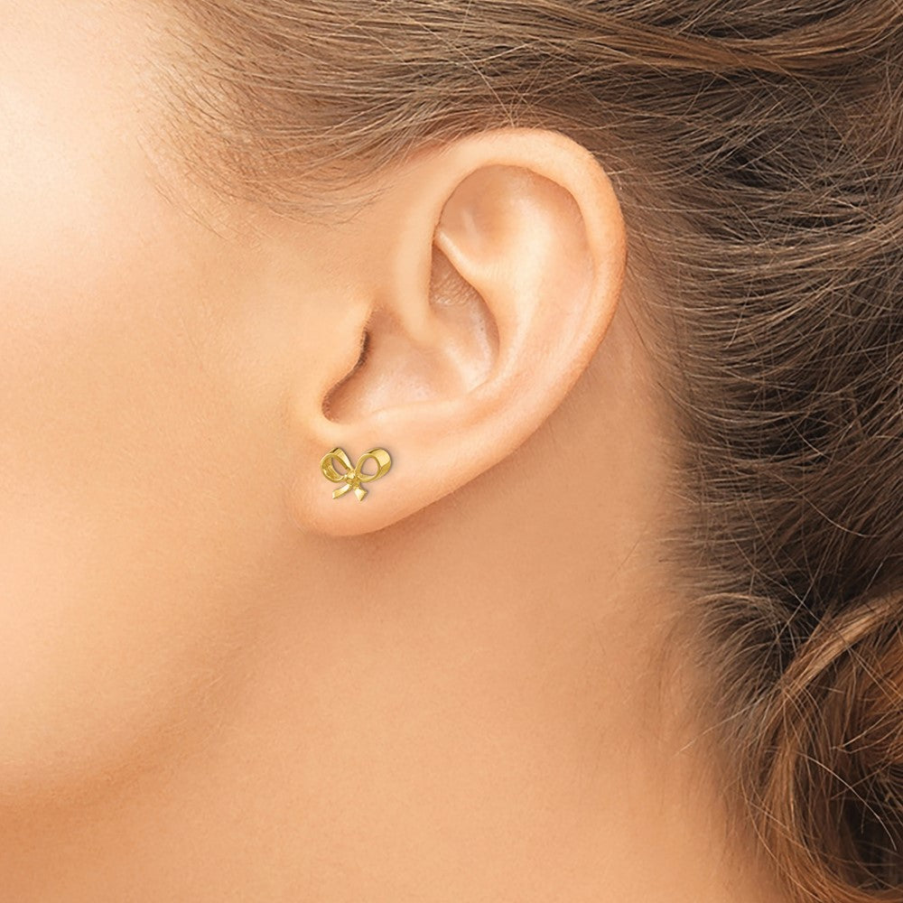 Gold Bow Post Earrings - Model H1051 - Charlie & Co. Jewelry