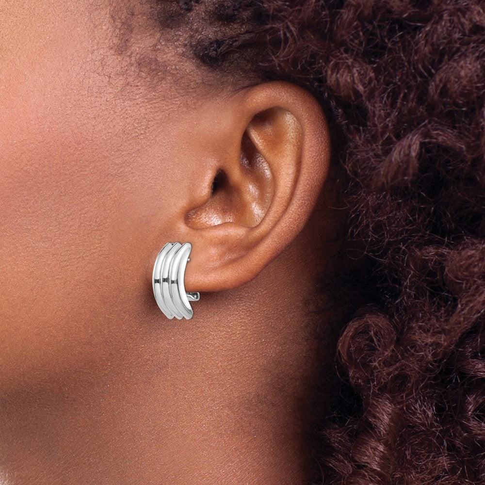 White Gold Omega Post Earrings - Model H955 - Charlie & Co. Jewelry
