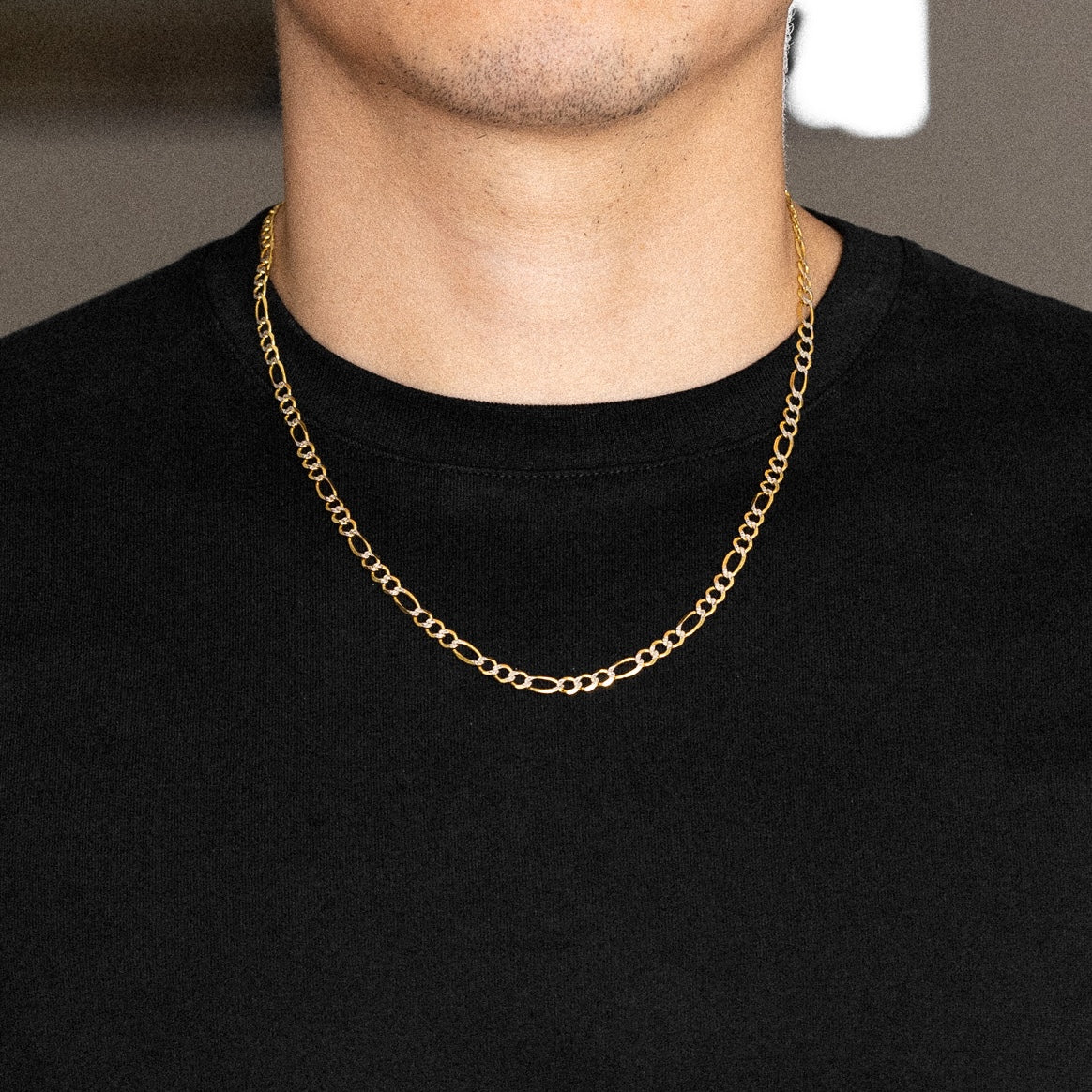 14k Gold 4.7mm Two-Tone Open Figaro Chain - Model CH-0307 - Charlie & Co. Jewelry