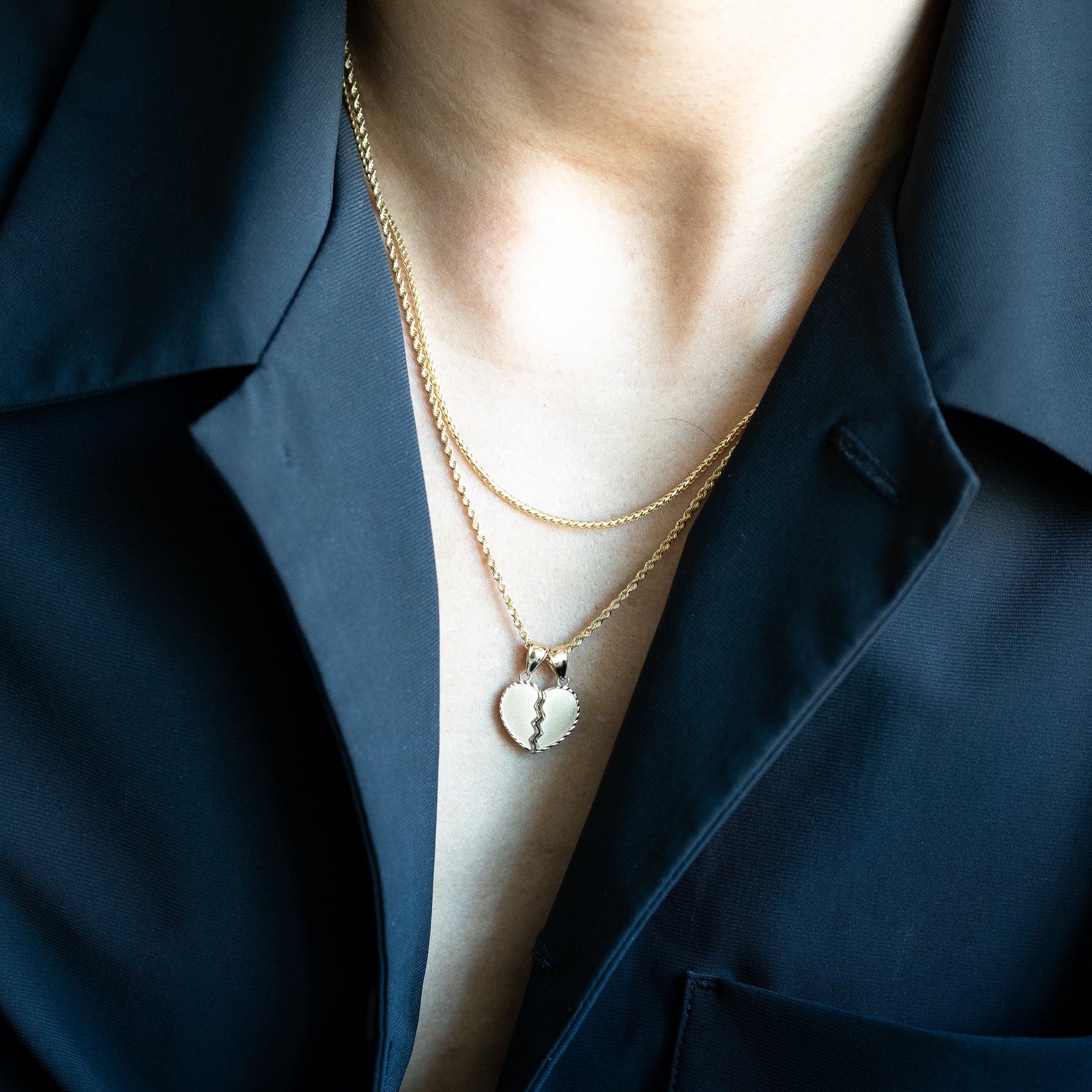 14K Gold Couple Breakable Heart Pendant - Model 415