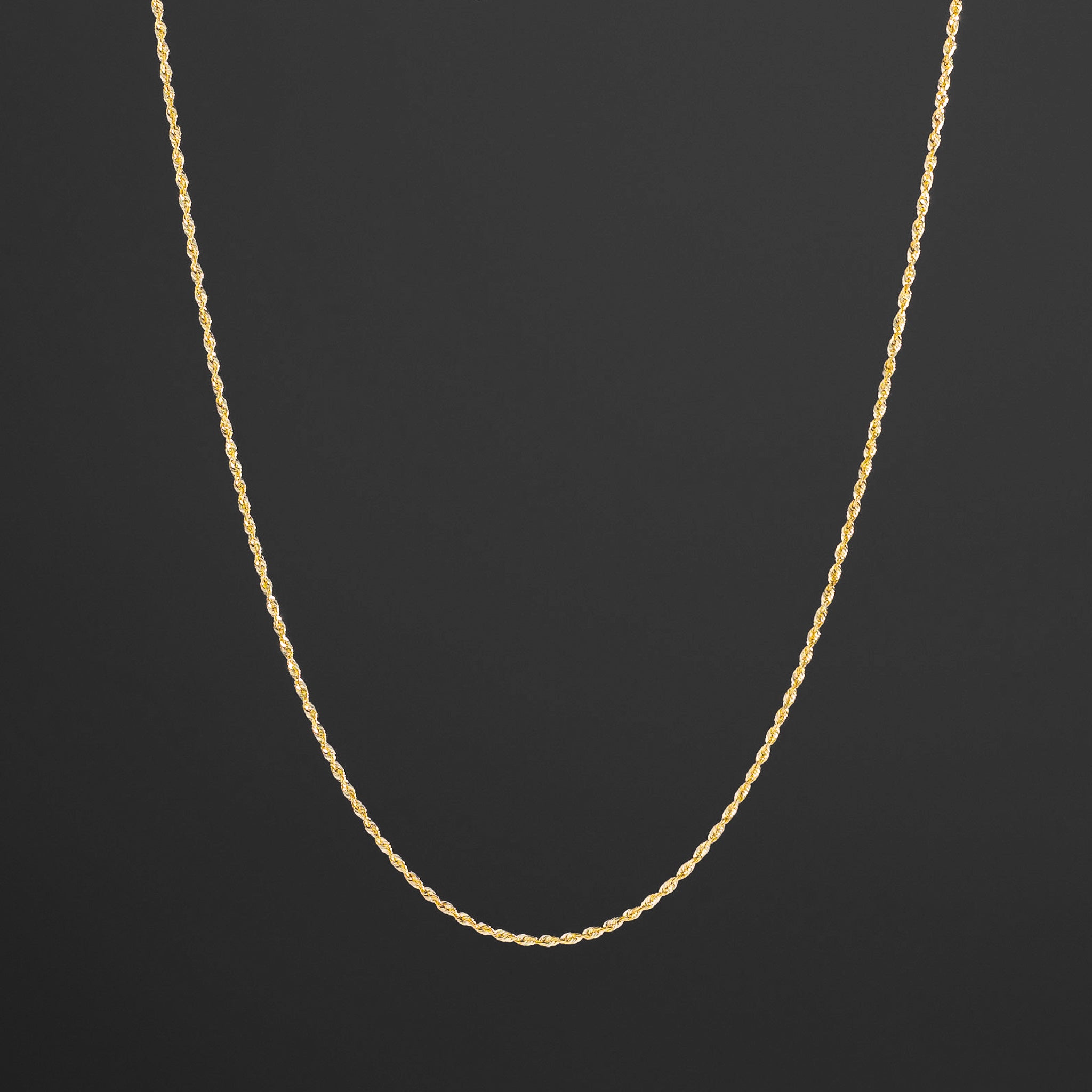 14k Gold 1.5mm Solid Lightweight Diamond-Cut Rope Chain - Model CH-0140