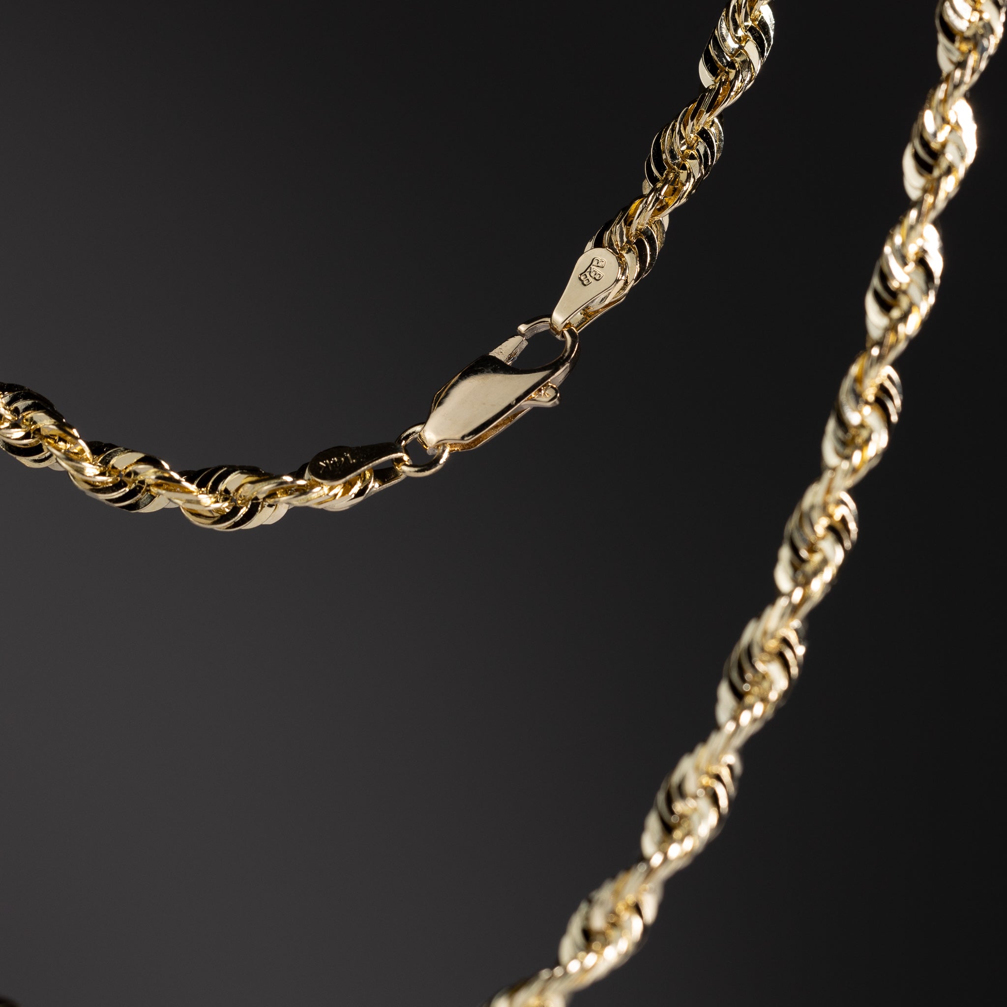 14k Gold 4.0mm Solid X-Lightweight Diamond-Cut Rope Chain 8-Inch Bracelet - Model CH-0136