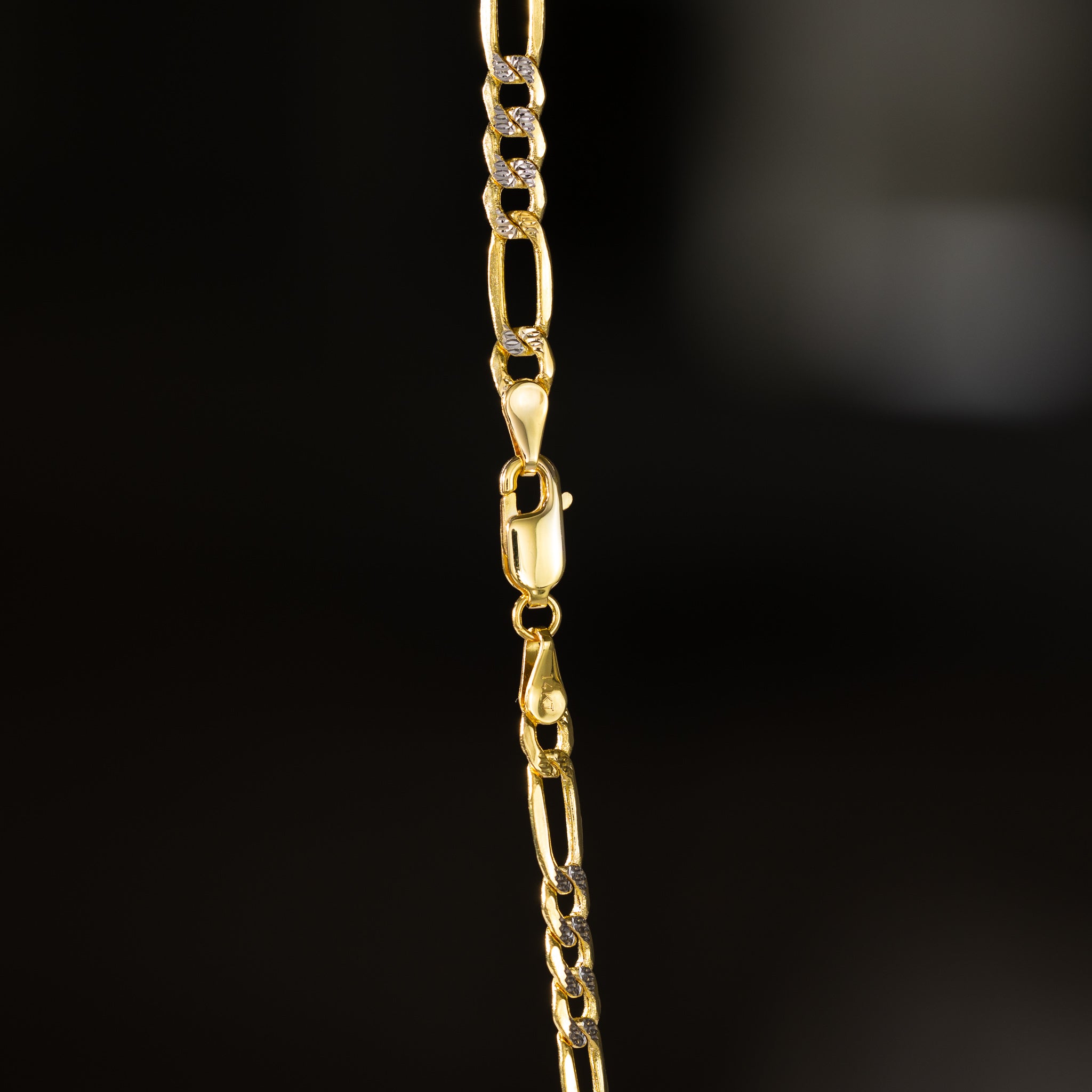 14k Gold 3.9mm Two-Tone Hollow Figaro Chain - Model CH-0160