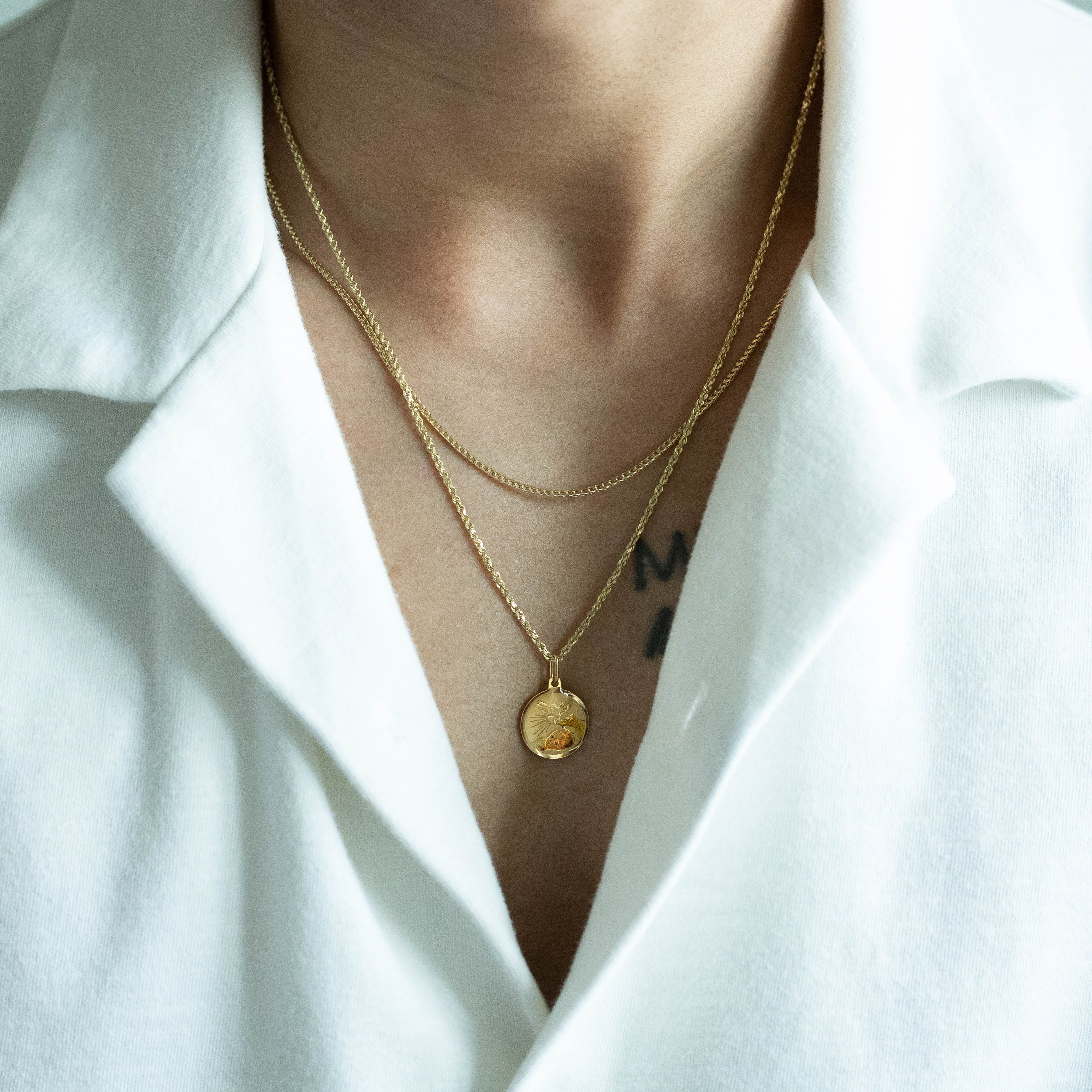 14K Gold Boy Baptism Enamel Pendant - Model 0219