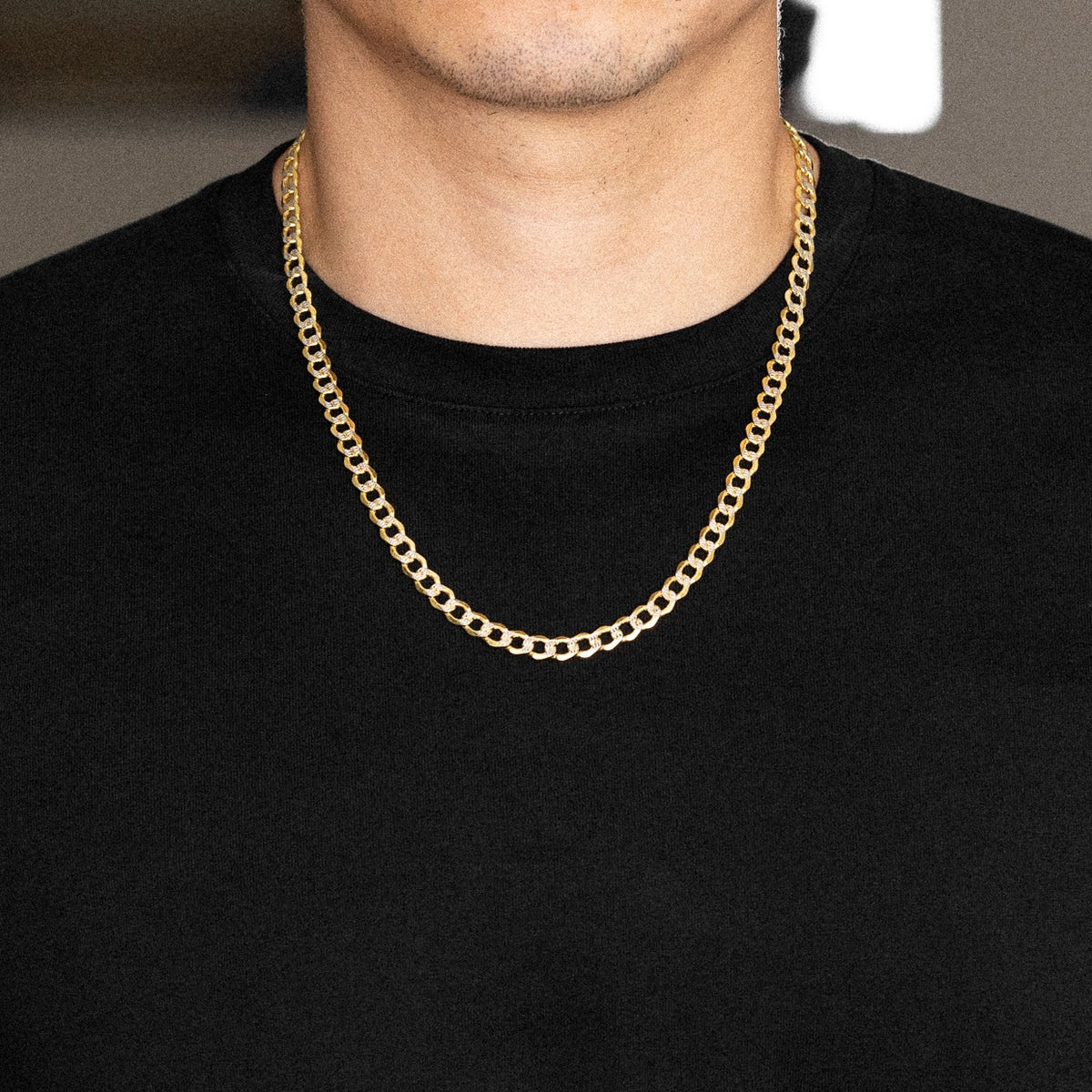 14k Gold 6.6mm Two-Tone Hollow Cuban Bevelled Chain - Model CH-0429