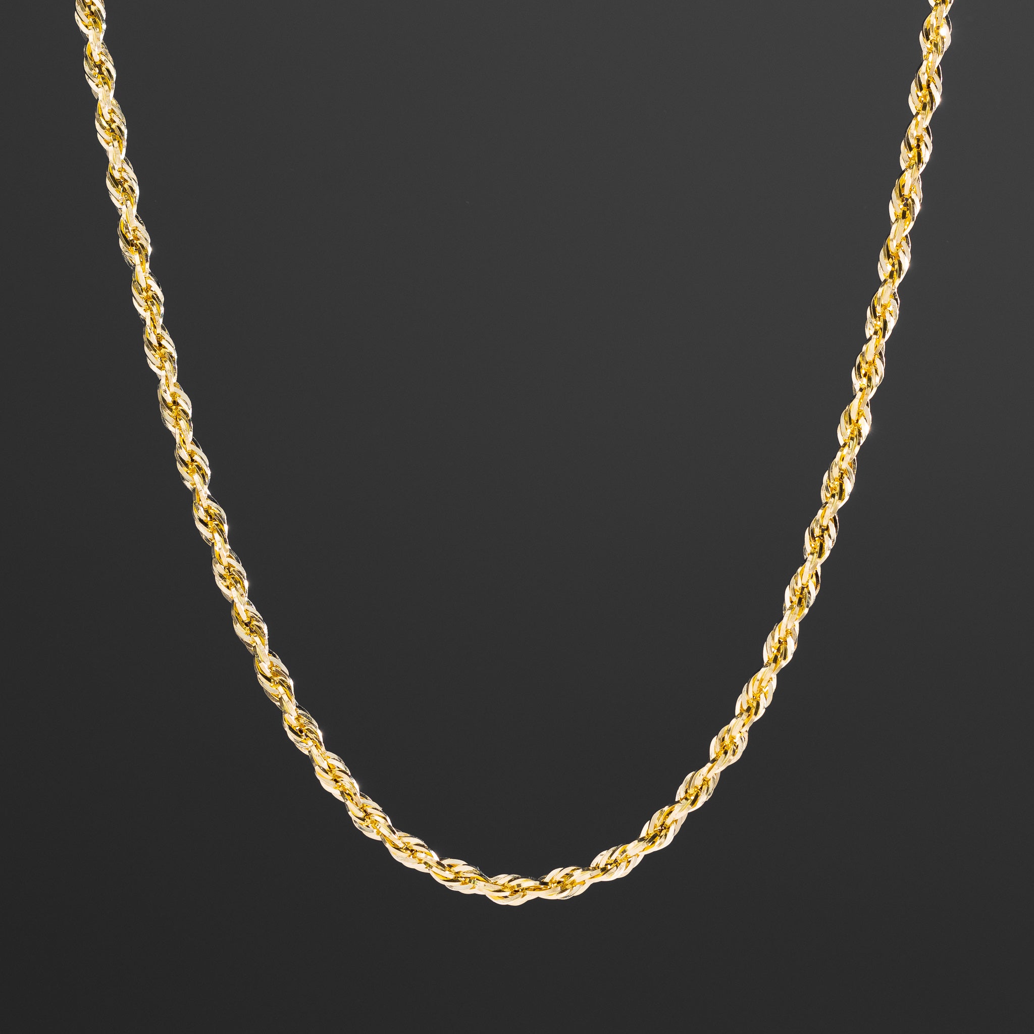 14k Gold 4mm Hollow Diamond-Cut Rope Chain - Model CH-0147