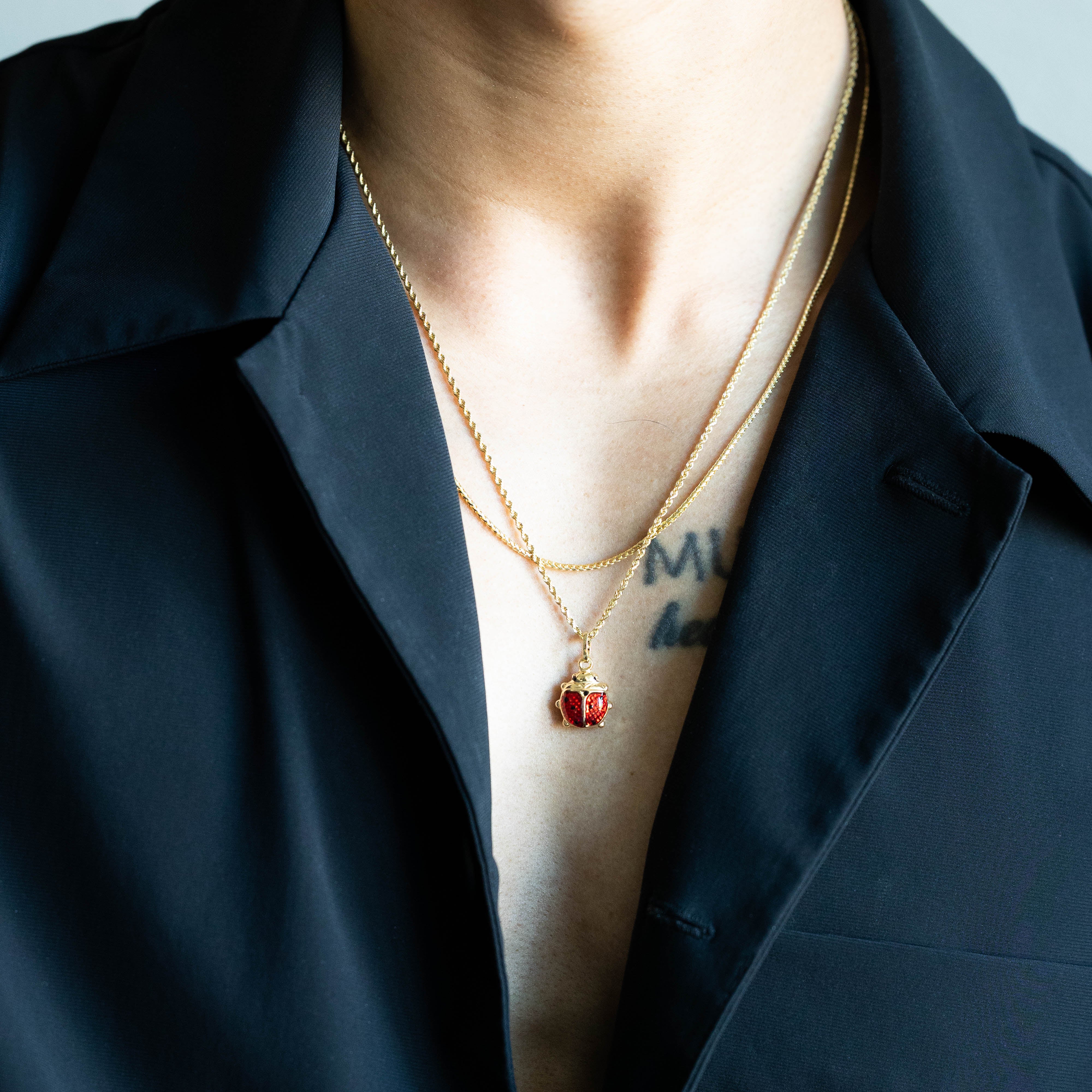 Adorable Ladybug 14K Gold Pendant - Charlie & Co. Jewelry