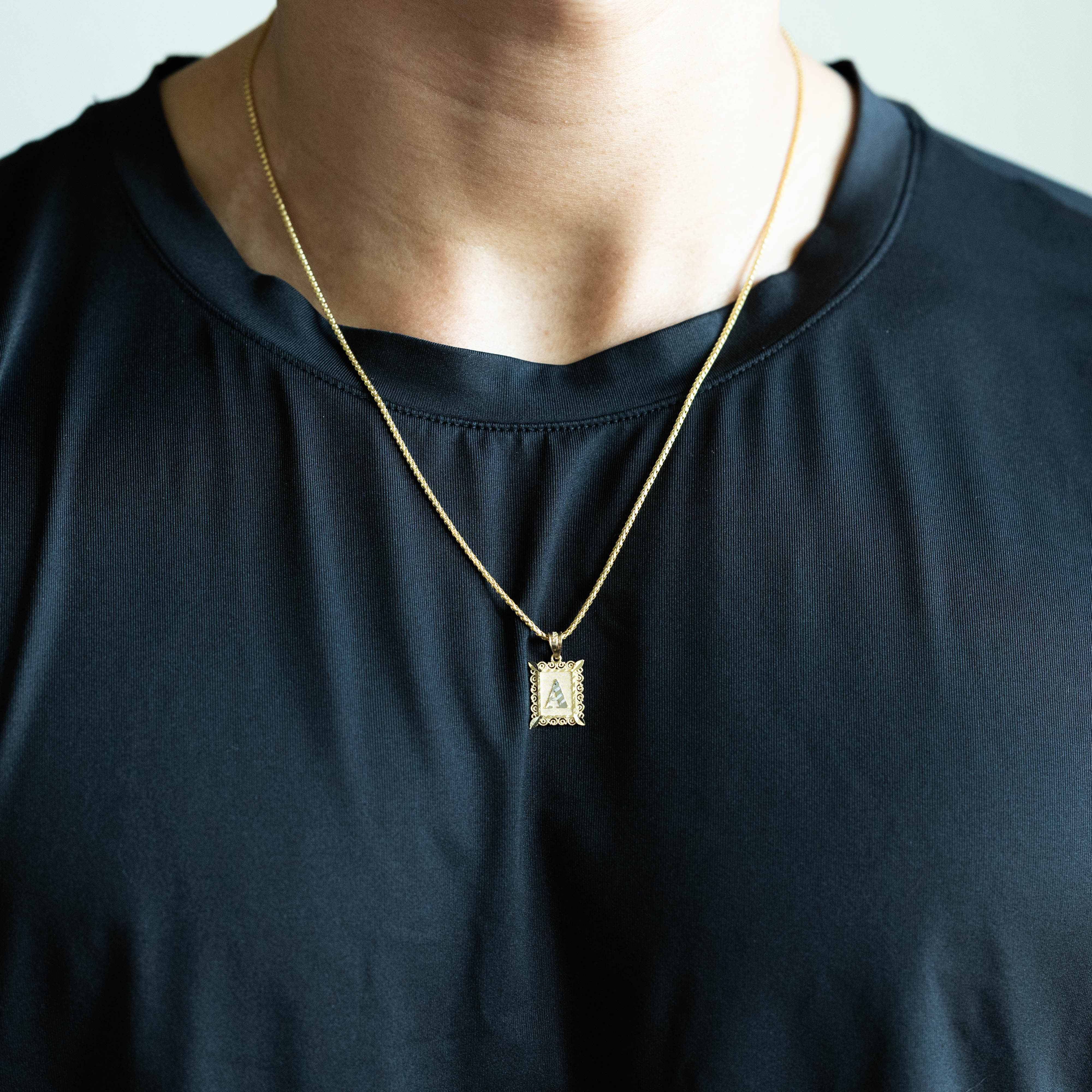 14K Gold Diamond-Cut Letter A Filigree Pendant | A–Z 14K Gold Pendants - Charlie & Co. Jewelry