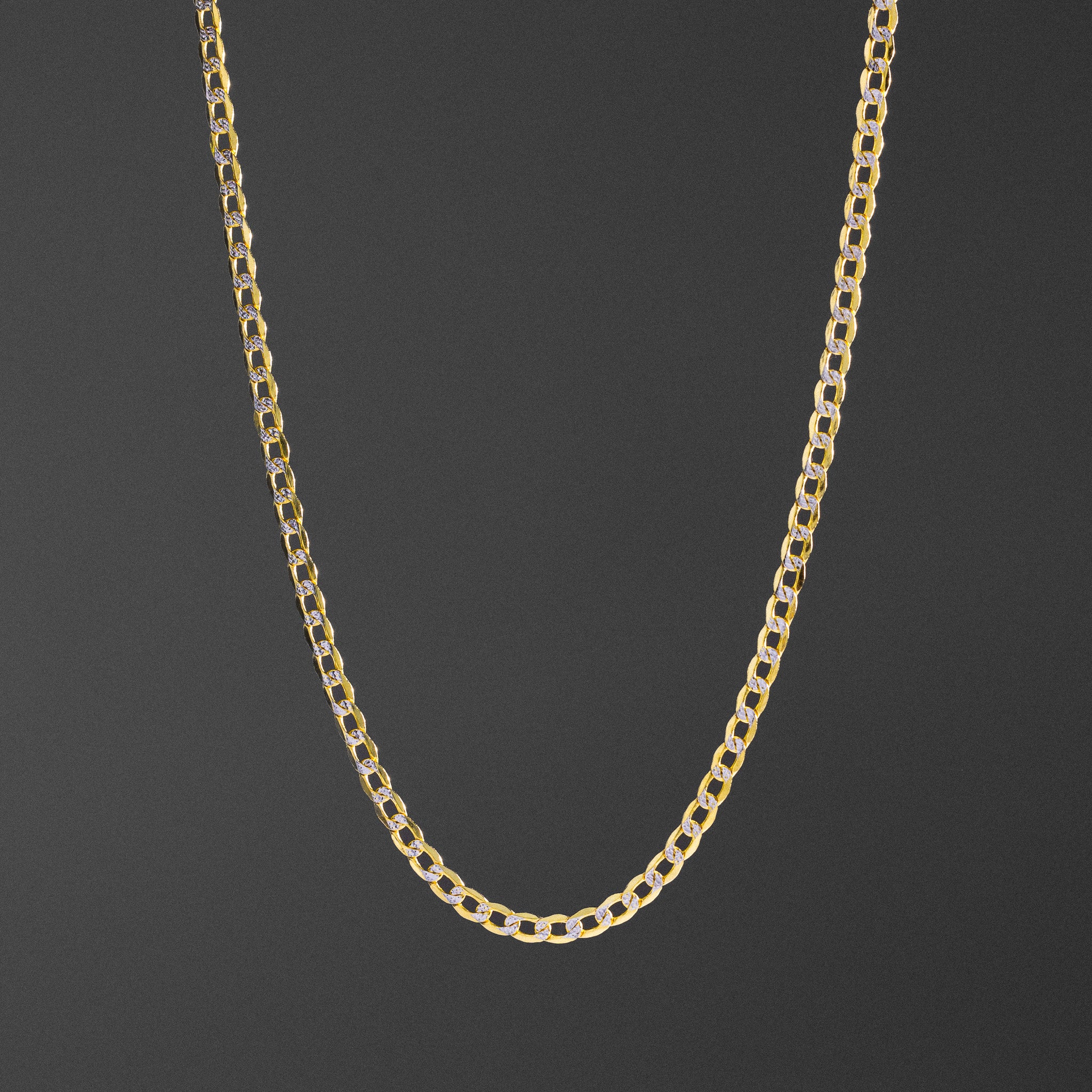 14k Gold 4.2mm Two-Tone Hollow Curb Chain - Model CH-0169