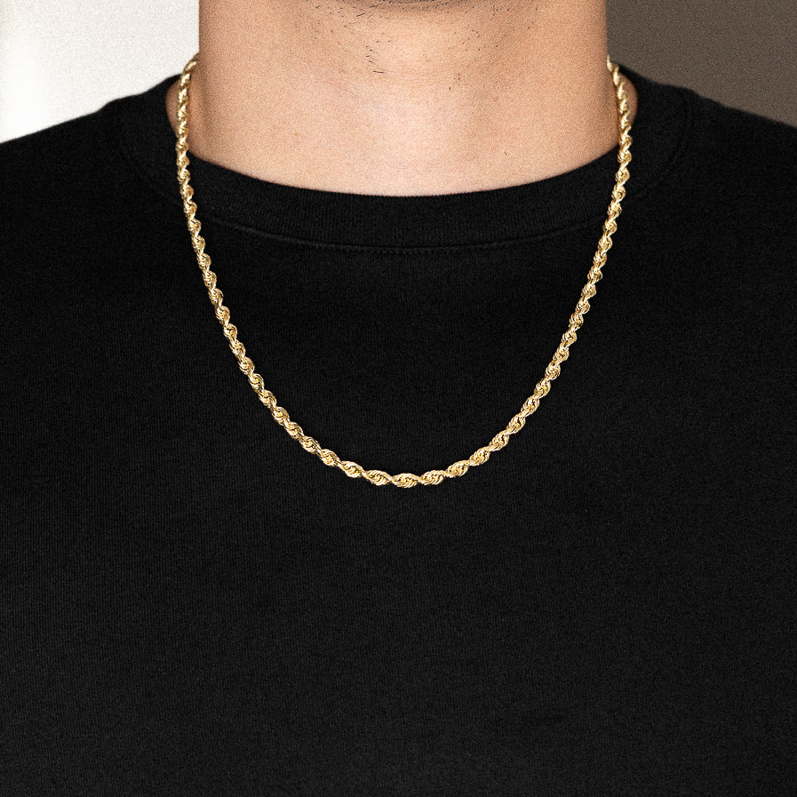14k Gold 4.4mm Solid Lightweight Diamond-Cut Rope Chain - Model CH-0385