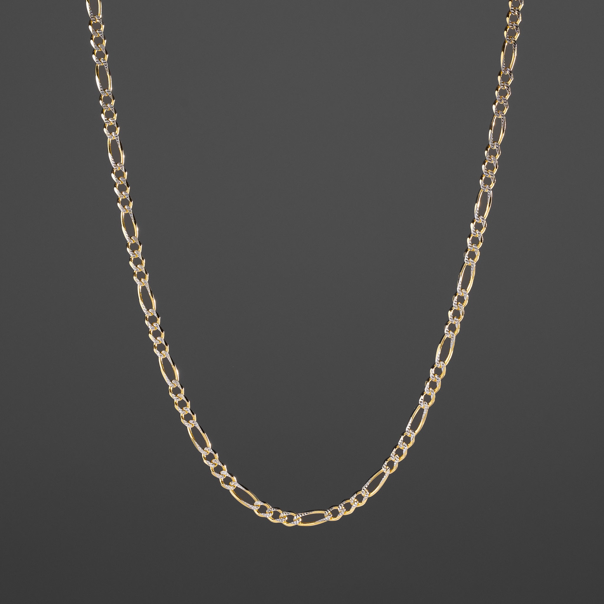 14k Gold 4mm Two-Tone Figaro Chain - Model CH-0303
