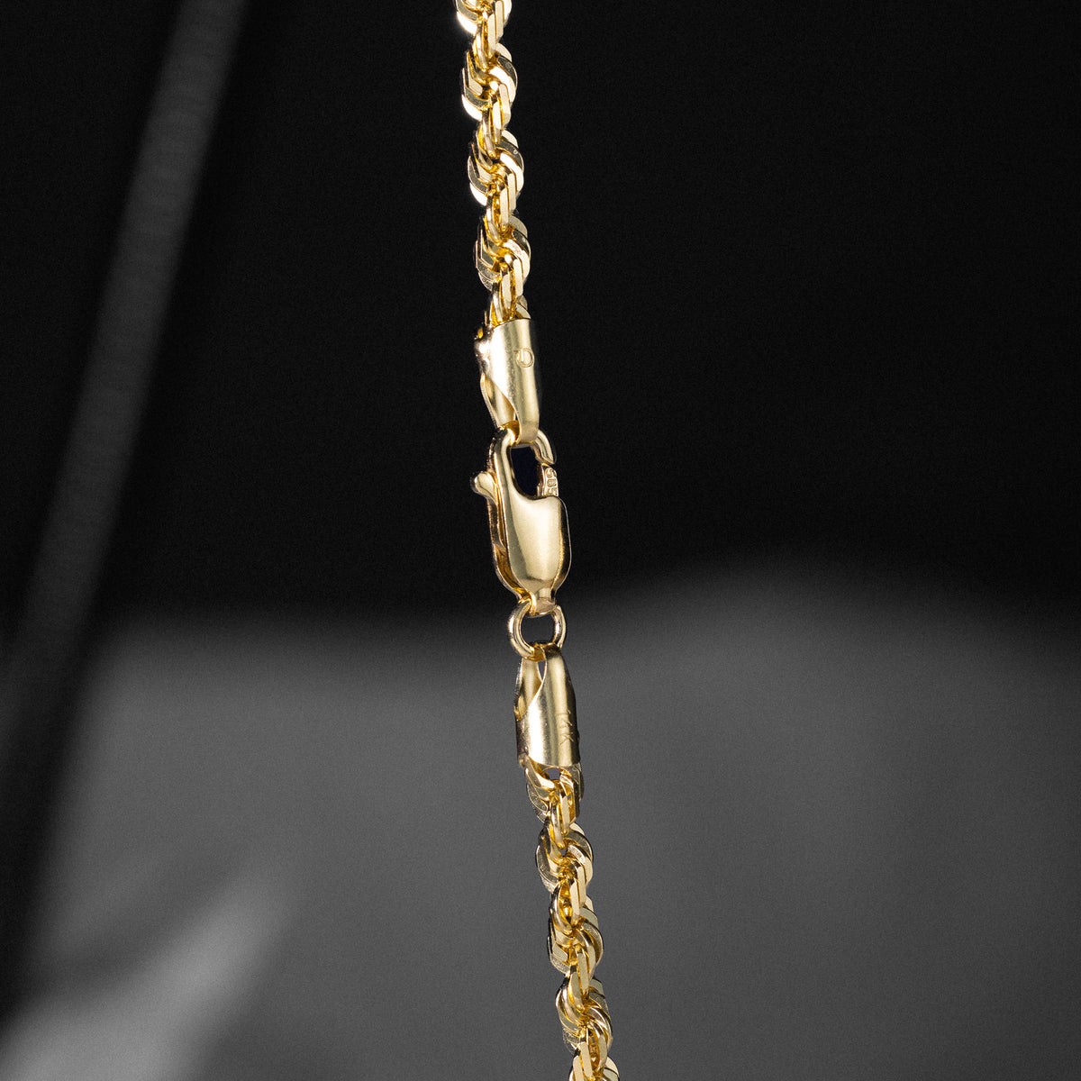 14K Gold 3mm Solid Diamond-Cut Classic Rope Chain - Model CH-0387