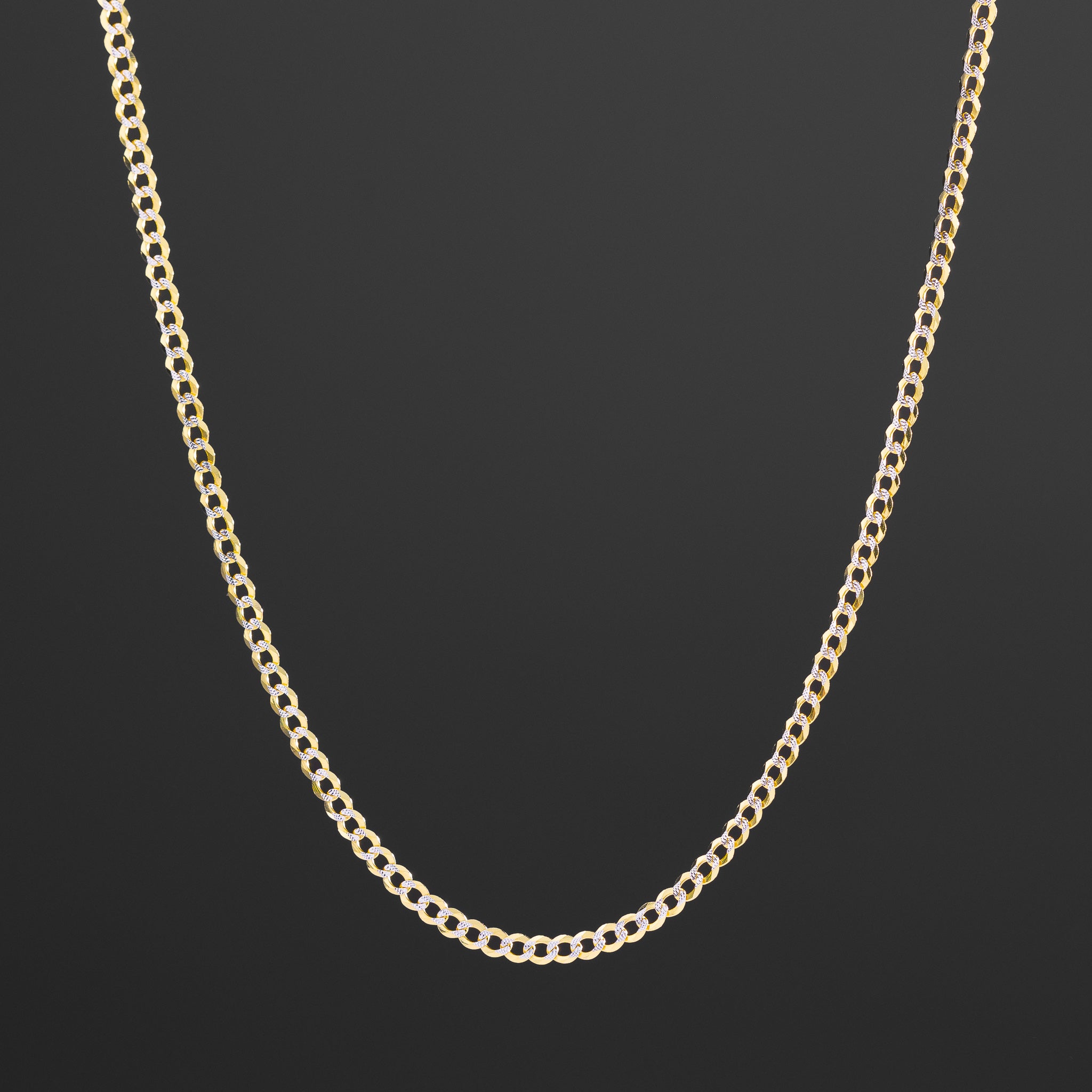 14k Gold 3.6mm Two-Tone Concave Curb Chain - Model CH-0127
