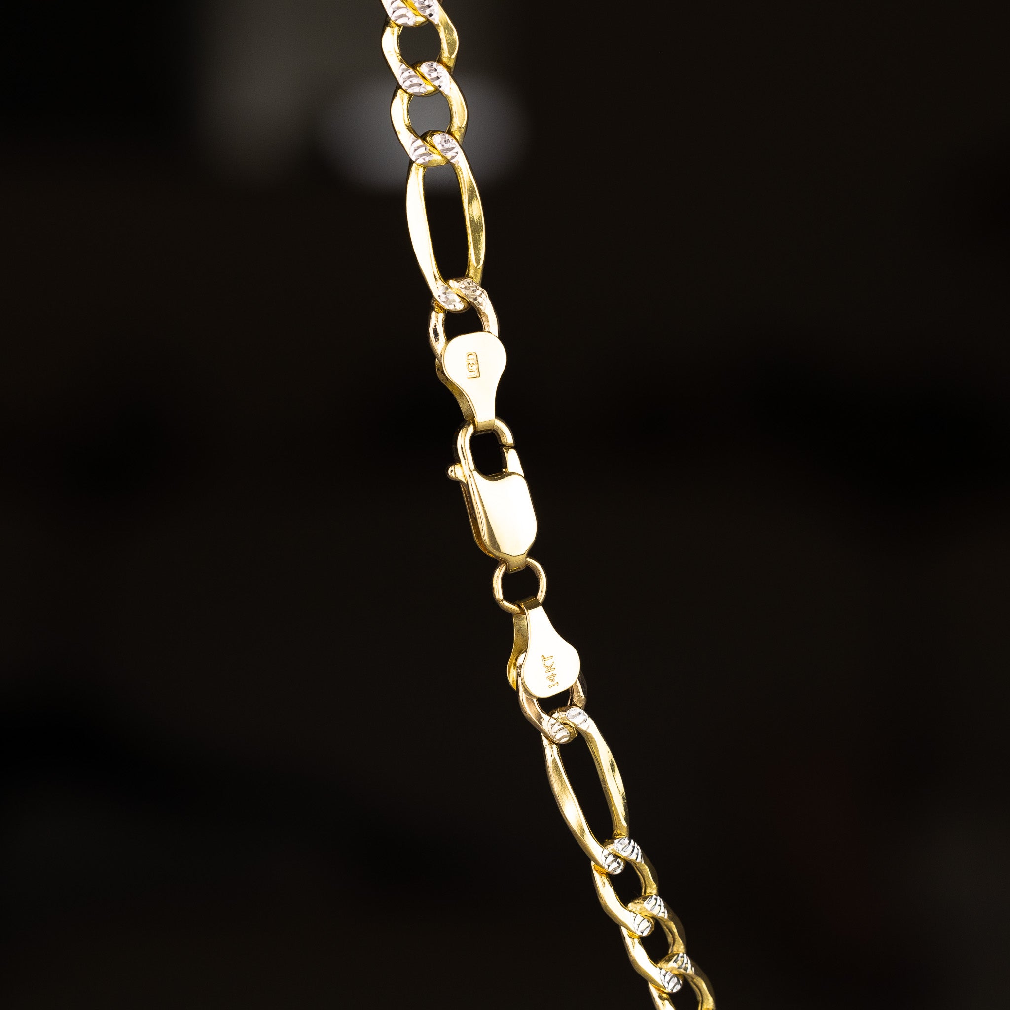 14K Gold 6.5mm Hollow Figaro Chain - Model 0411