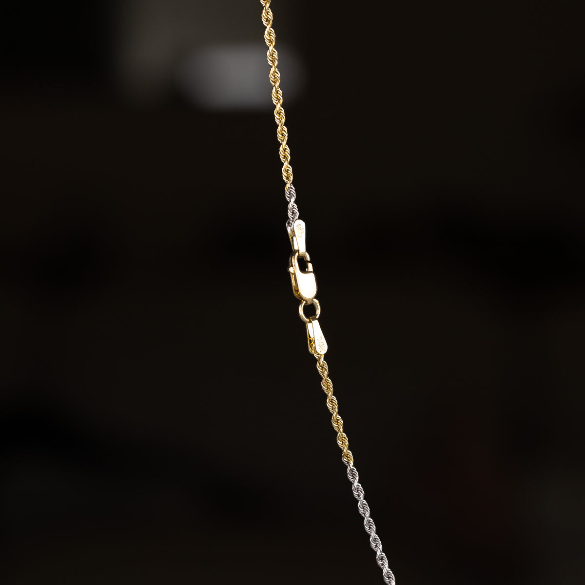 14K Gold 1.5mm Solid Tri Colors Classic Rope Chain - Model 0392