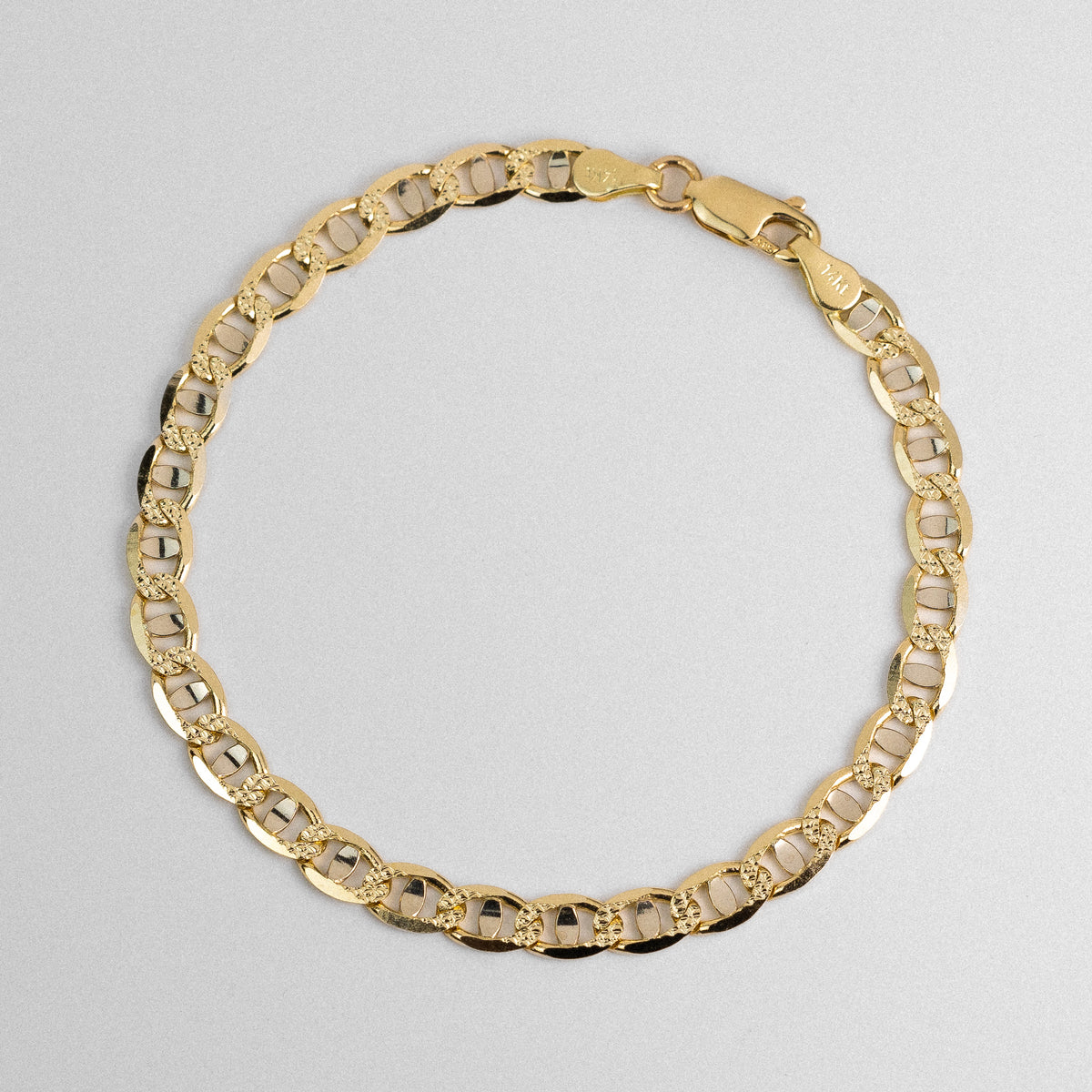 14k Gold Two-Tone 5.3mm Light Mariner Chain Bracelet 7.5 Inch - Model CH-0639