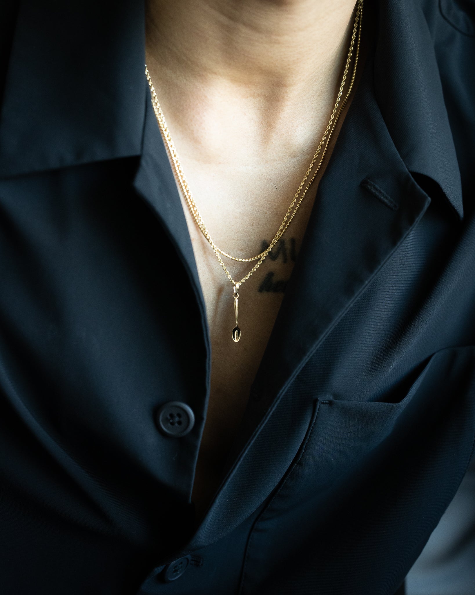14K Gold 3D Table Spoon Pendant