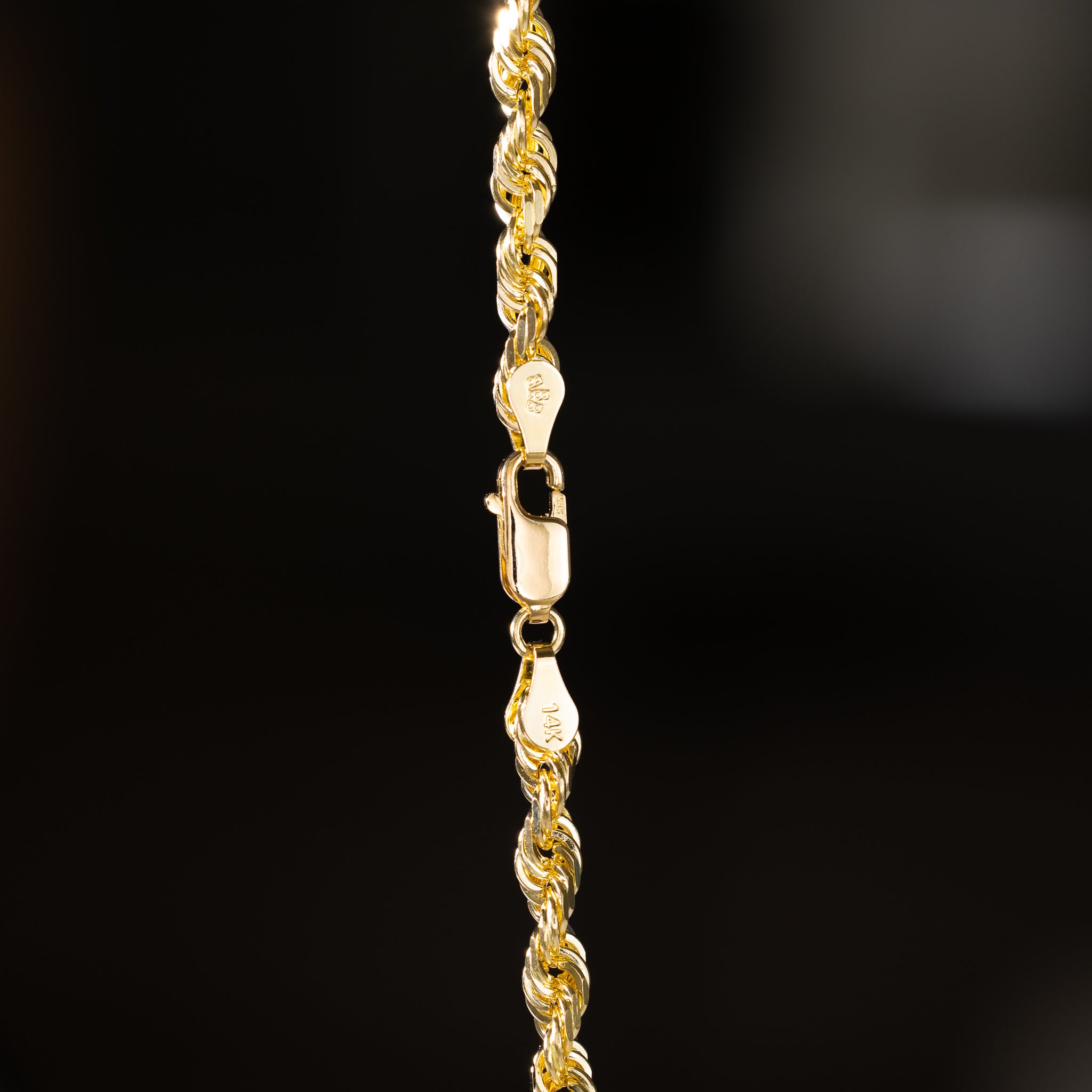 14k Gold 4.4mm Solid Lightweight Diamond-Cut Rope Chain - Model CH-0385