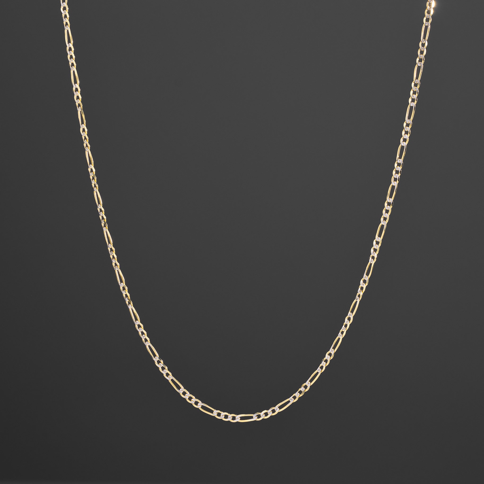14k Gold 2.3mm Two-Tone Lightweight Figaro Chain - Model CH-0122