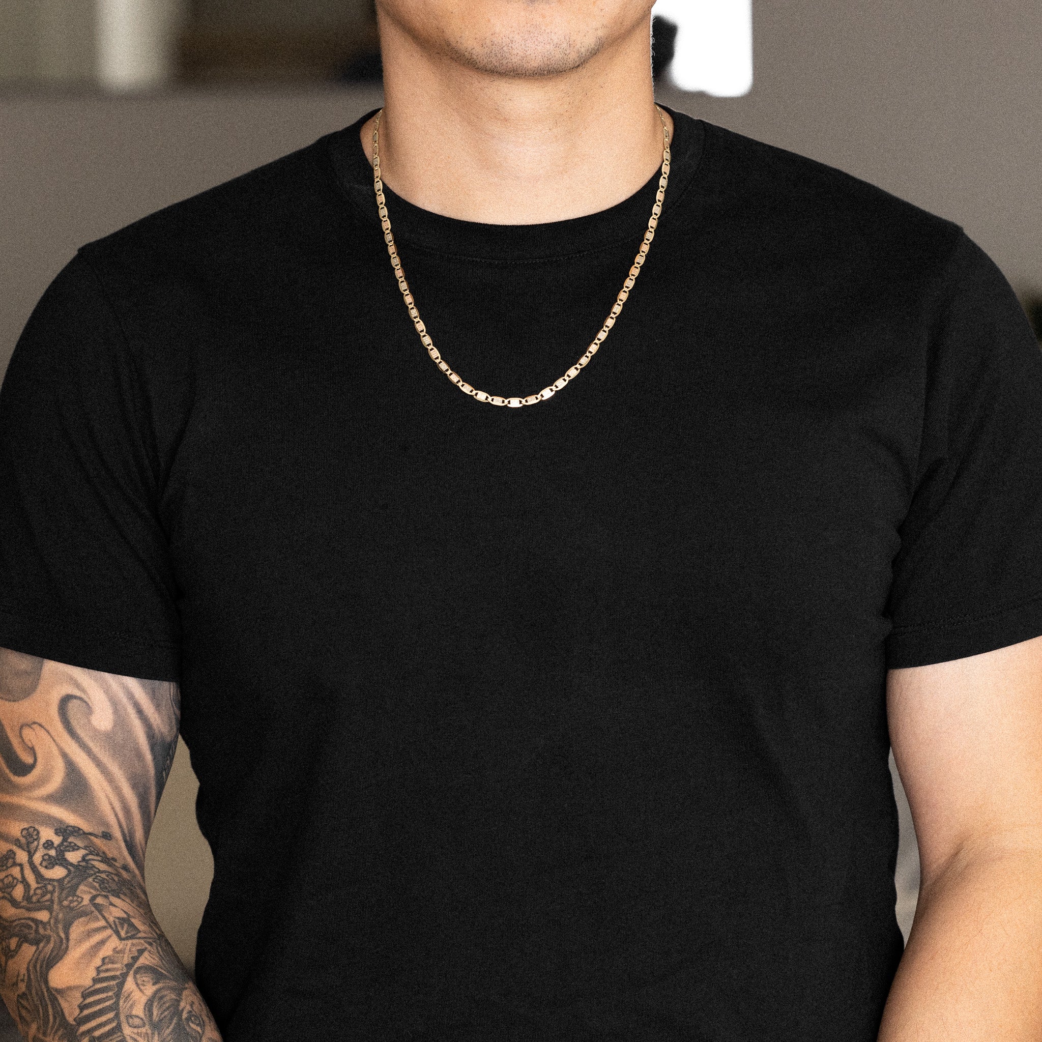 14k Gold 4.2mm Three-Tone Valentino Chain - Model CH-0372
