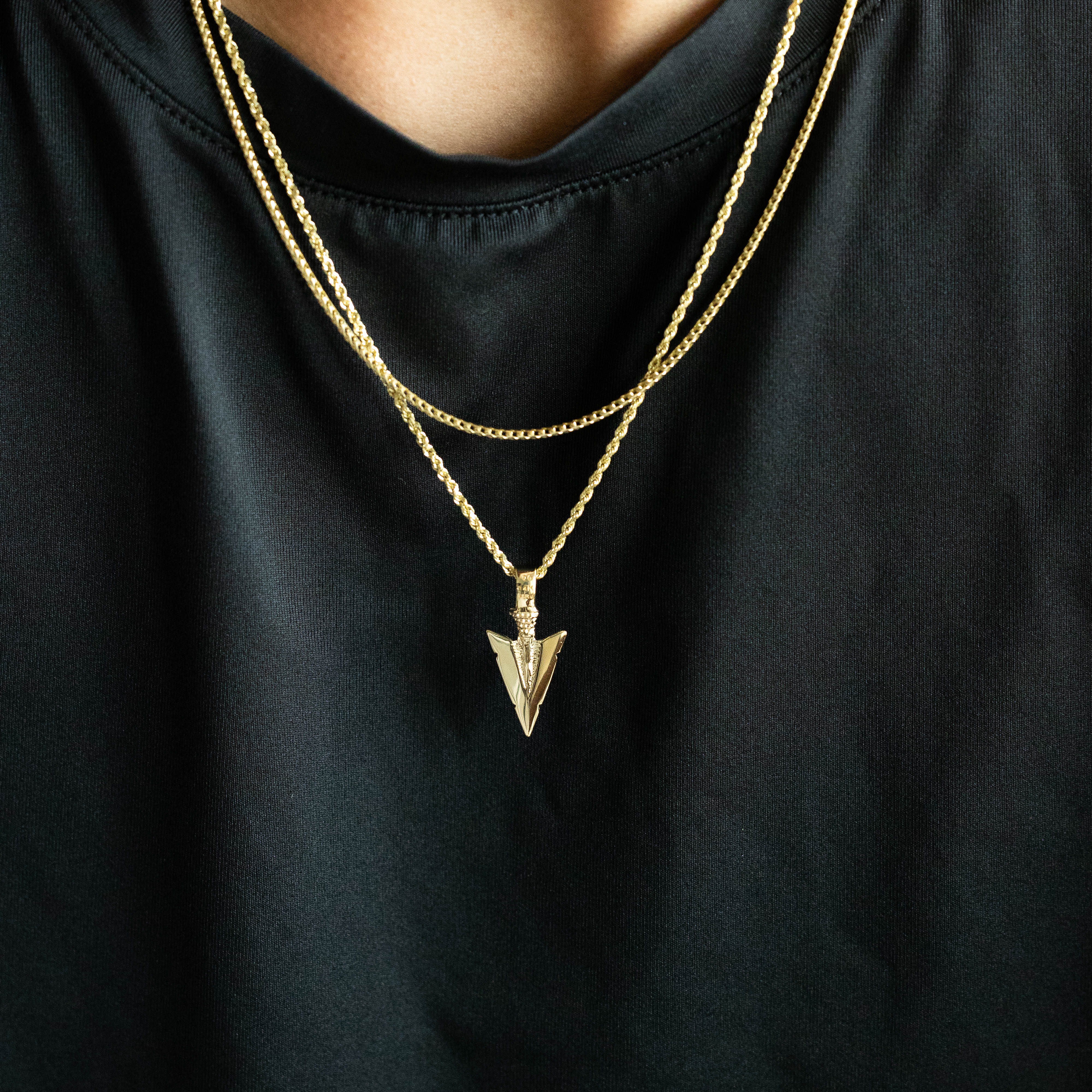 14K Gold 3D Arrowhead Pendant - Model K7165 - Charlie & Co. Jewelry