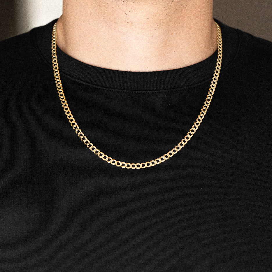 14k Gold 4.7mm Concave Curb Chain - Model CH-0108