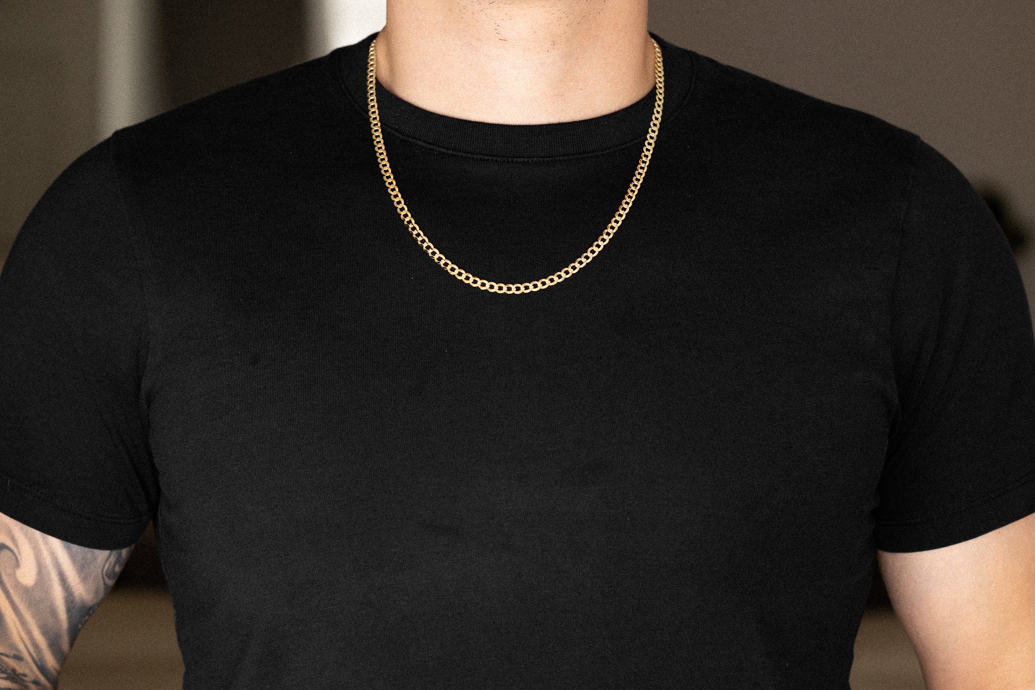 14k Gold 4.7mm Concave Curb Chain - Model CH-0108