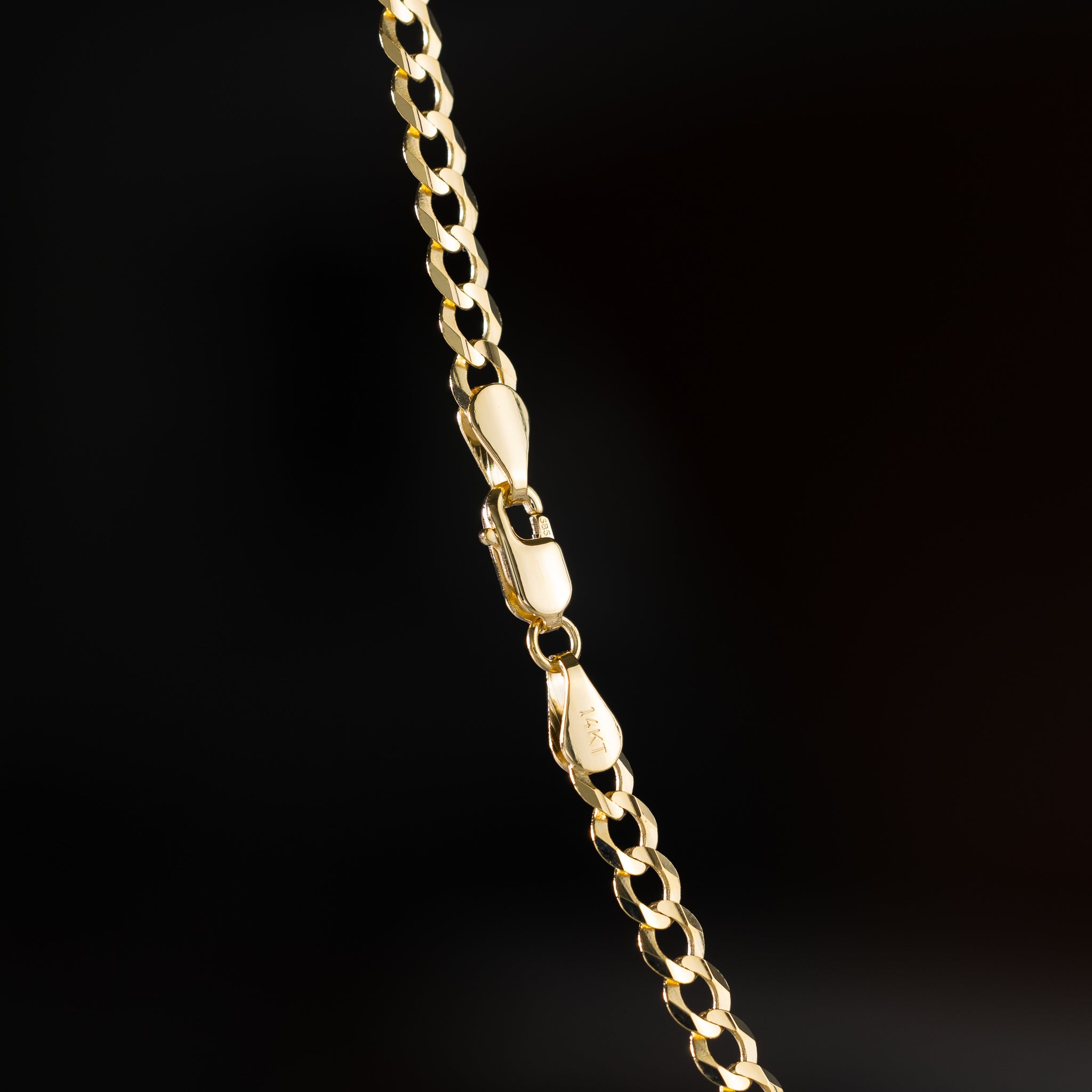 14k Gold 3.6mm Concave Curb Bracelet 7.5 Inch - Model CH-0109