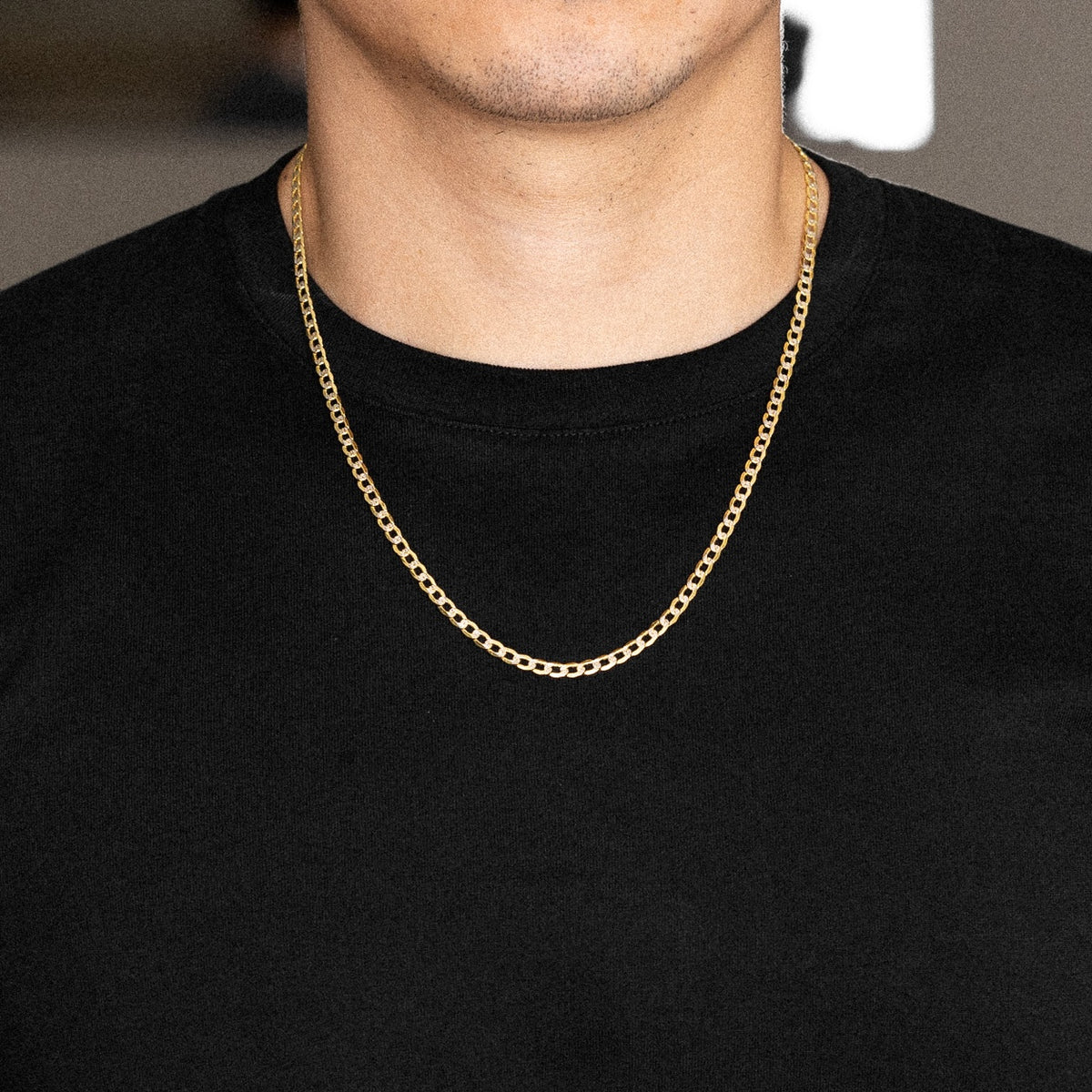 14k Gold 4.2mm Two-Tone Hollow Curb Chain - Model CH-0169