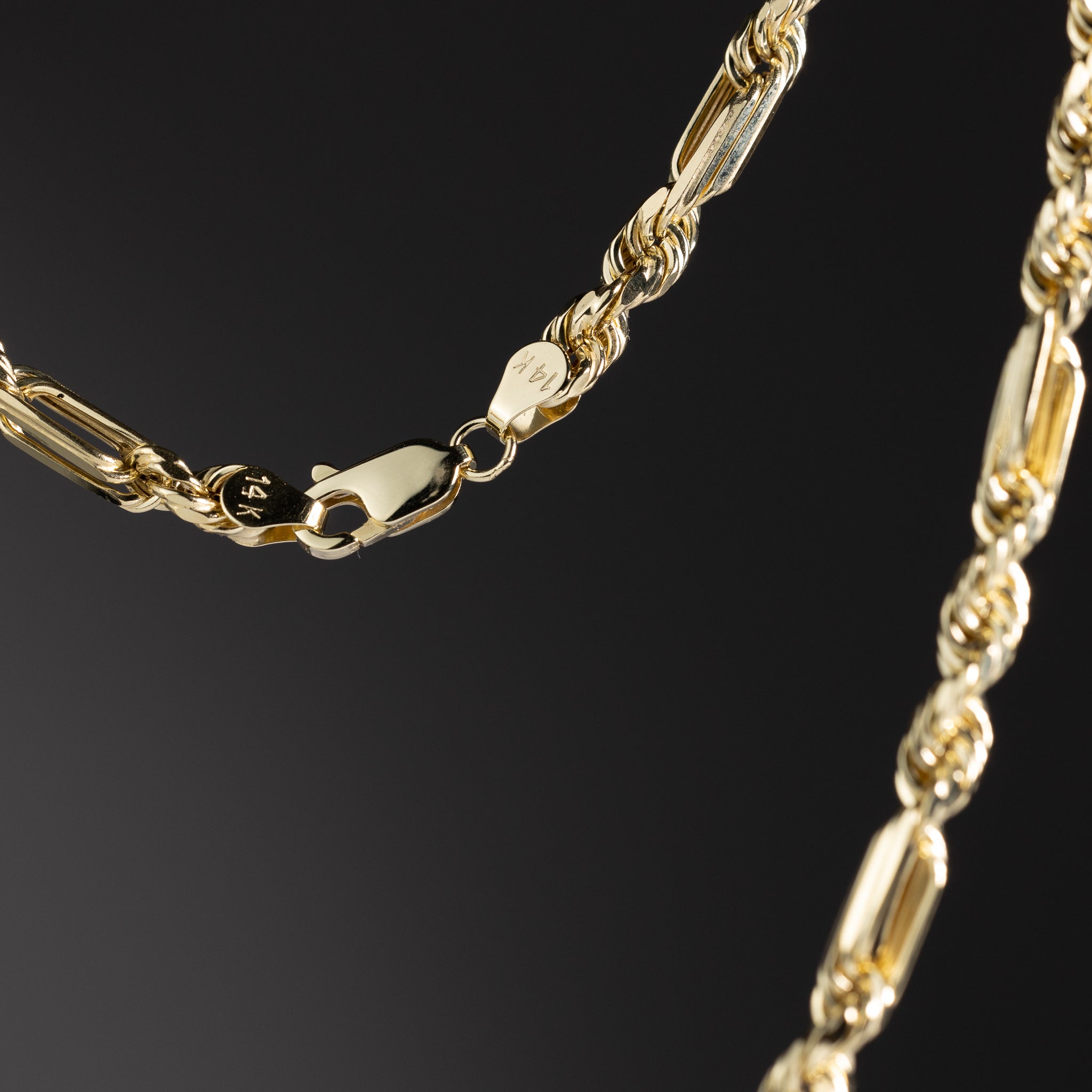 14k Gold 4mm Hollow Figaro Rope Chain Bracelet 8.5 Inch - Model CH-0603