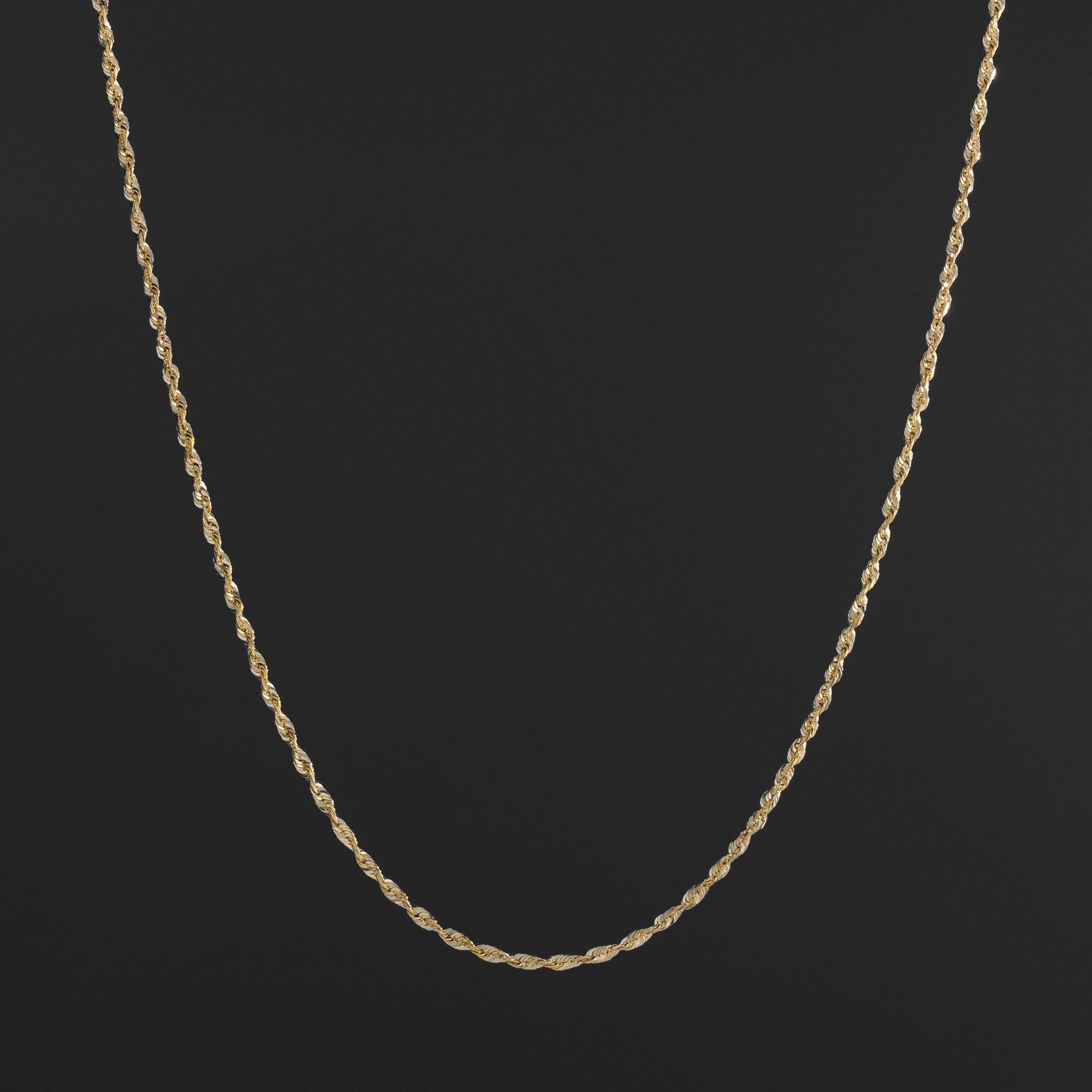 14k Gold 1.9mm Solid Lightweight Diamond-Cut Rope Chain - Model CH-0139