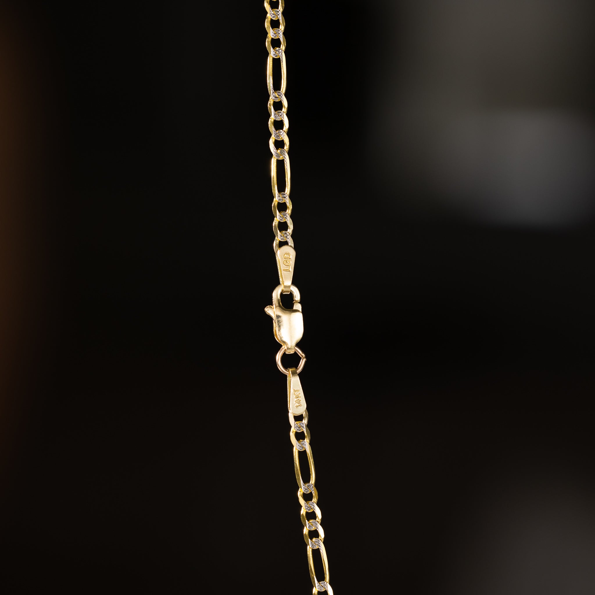 14k Gold 2.3mm Two-Tone Lightweight Figaro Chain - Model CH-0122