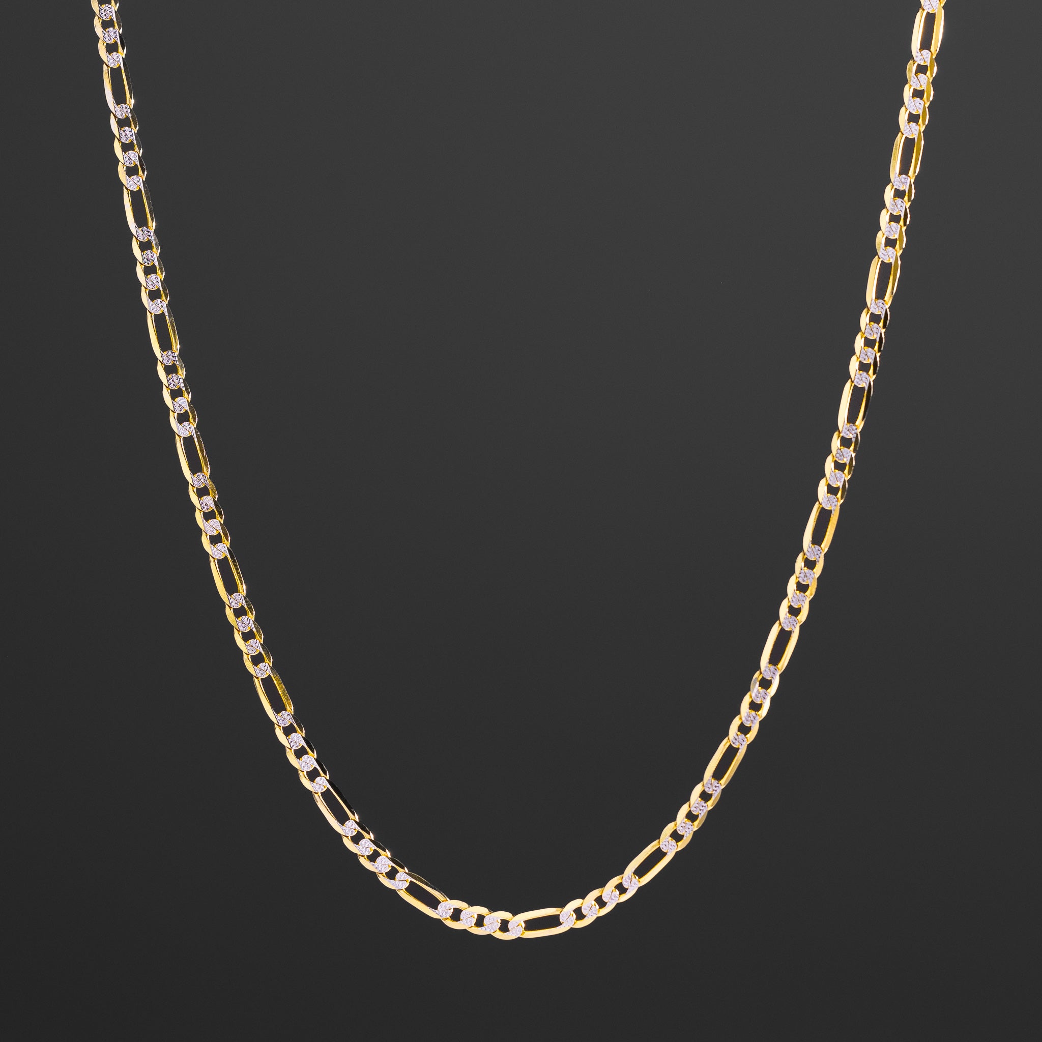 14k Gold 3.8mm Two-Tone Lightweight Figaro Chain - Model CH-0120