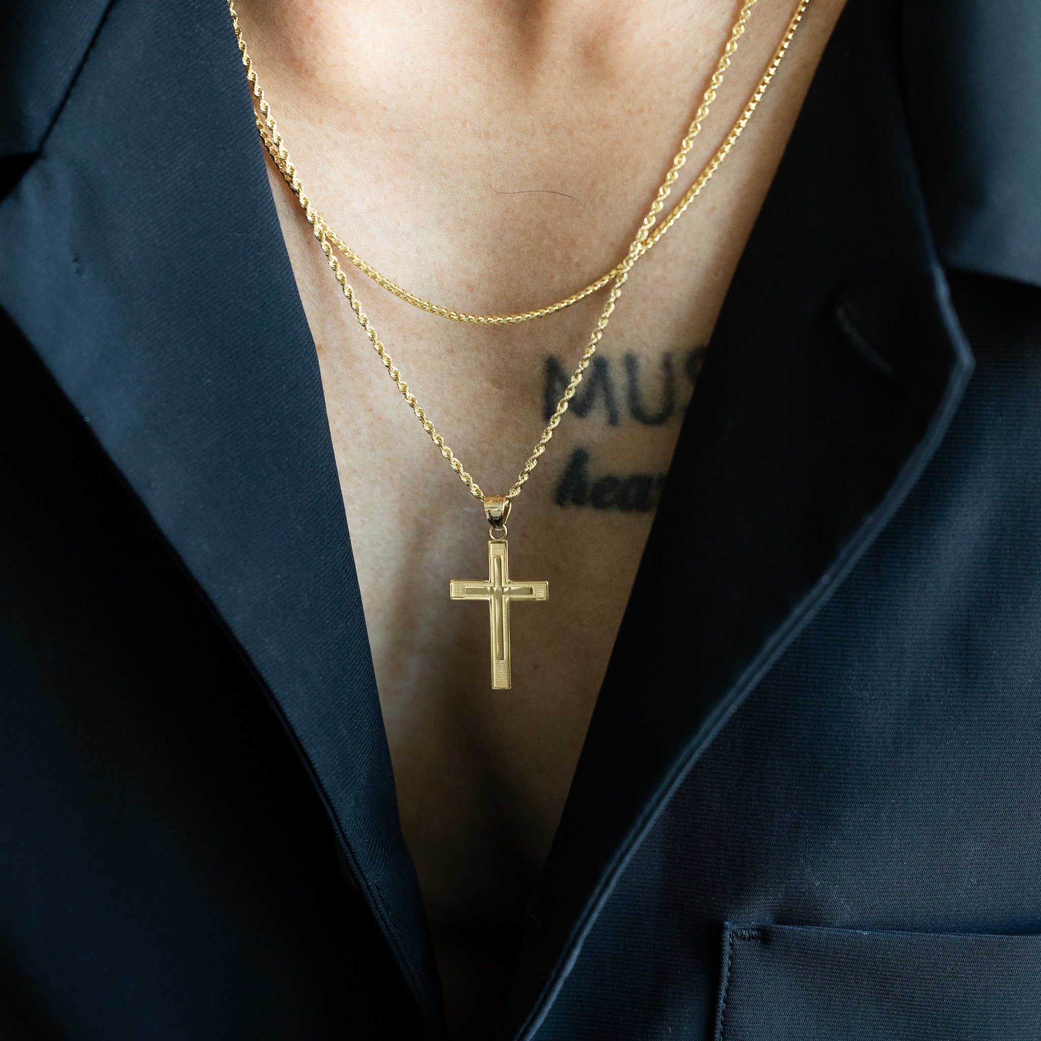 14K Gold Cross Within A Cross Pendant - Model 129 - Charlie & Co. Jewelry