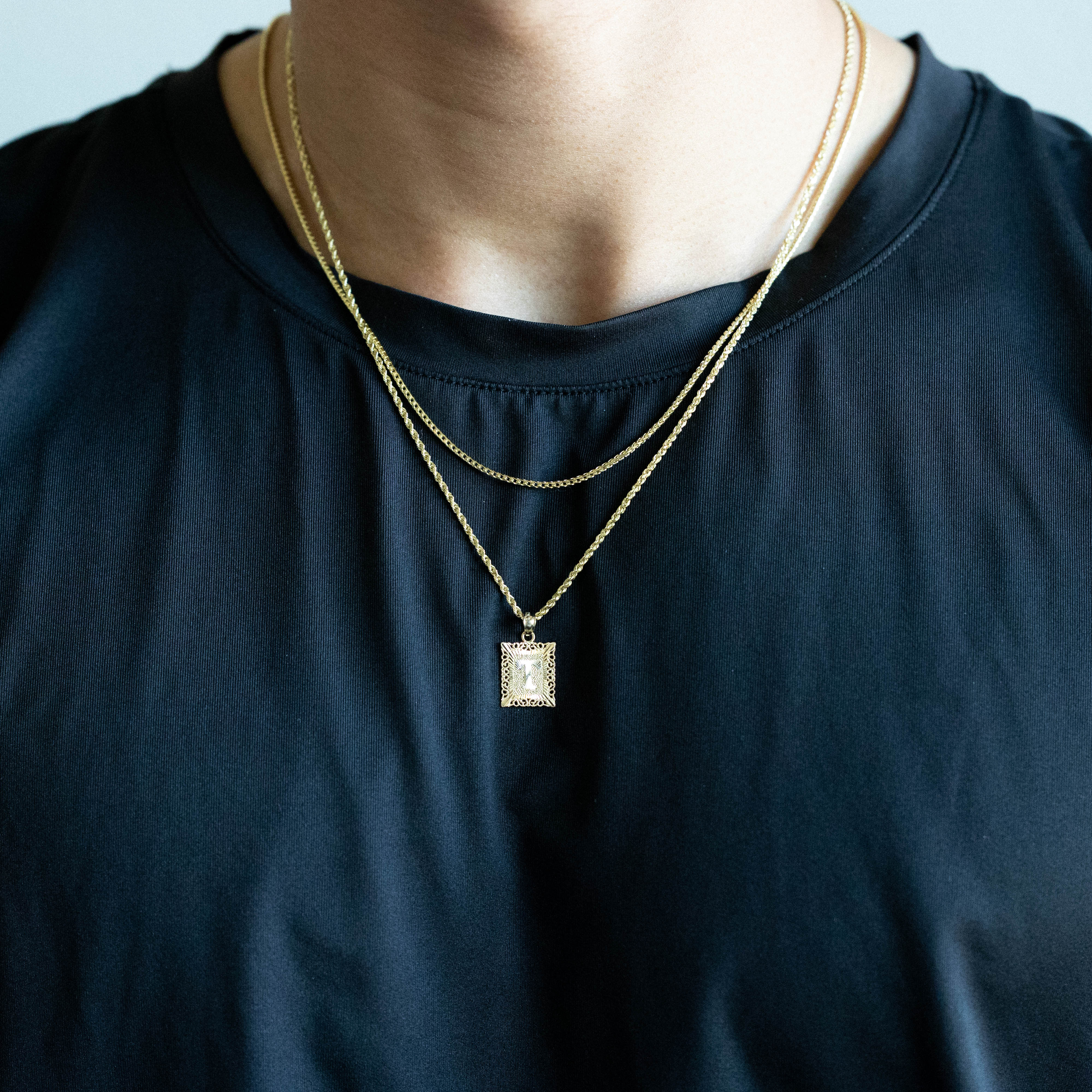 14K Gold Letter T Filigree Pendants | A-Z 14K Gold Pendants - Charlie & Co. Jewelry