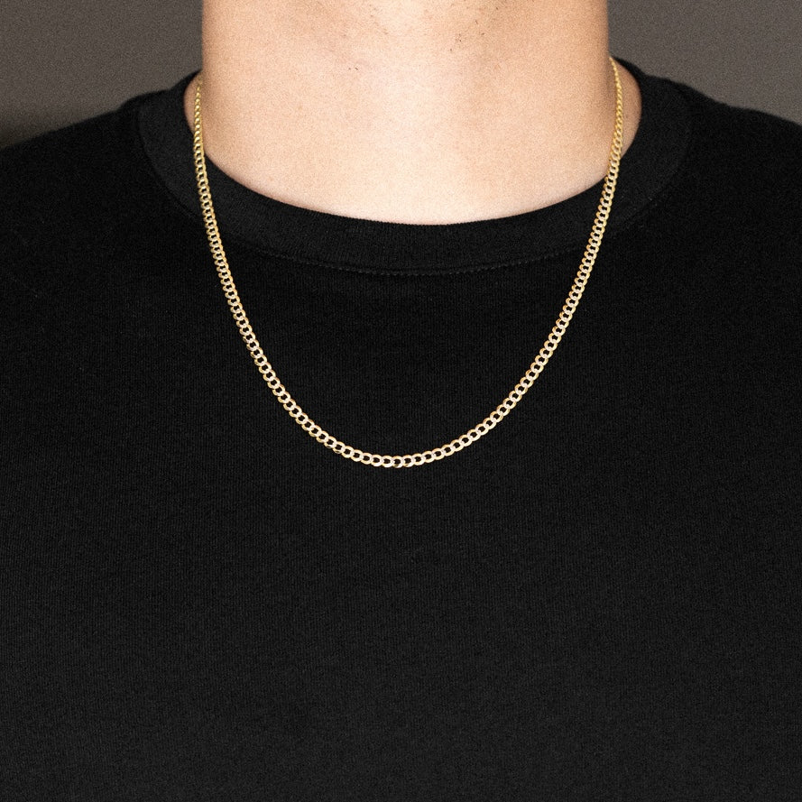14k Gold 3.6mm Two-Tone Concave Curb Chain - Model CH-0127