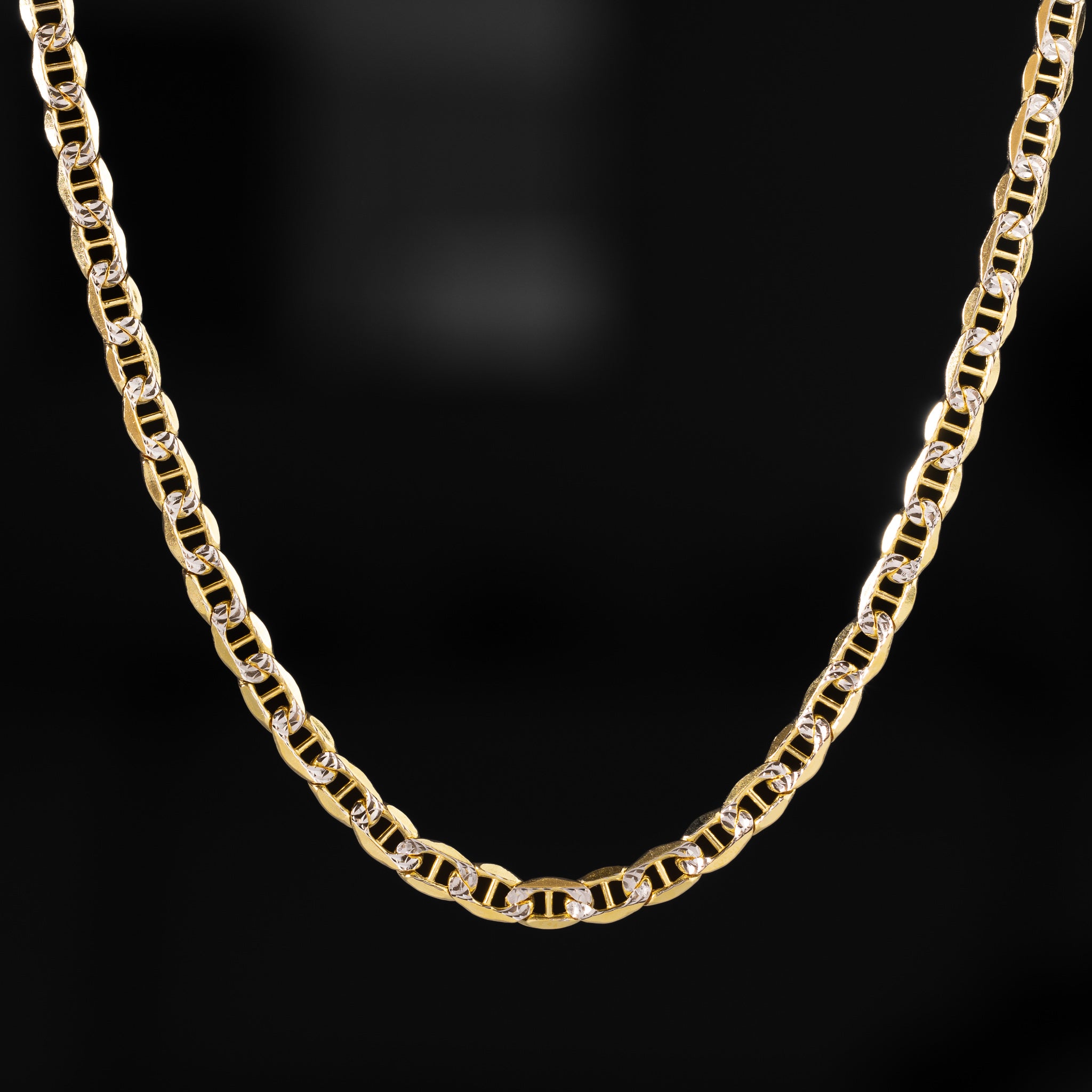 14k Gold 4.8mm Two-Tone Hollow Mariner Chain - Model CH-0657