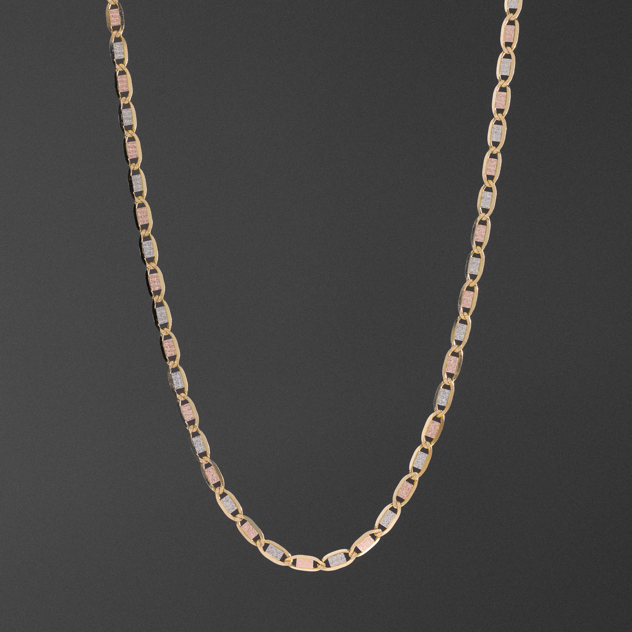 14k Gold 4.2mm Three-Tone Valentino Chain - Model CH-0372